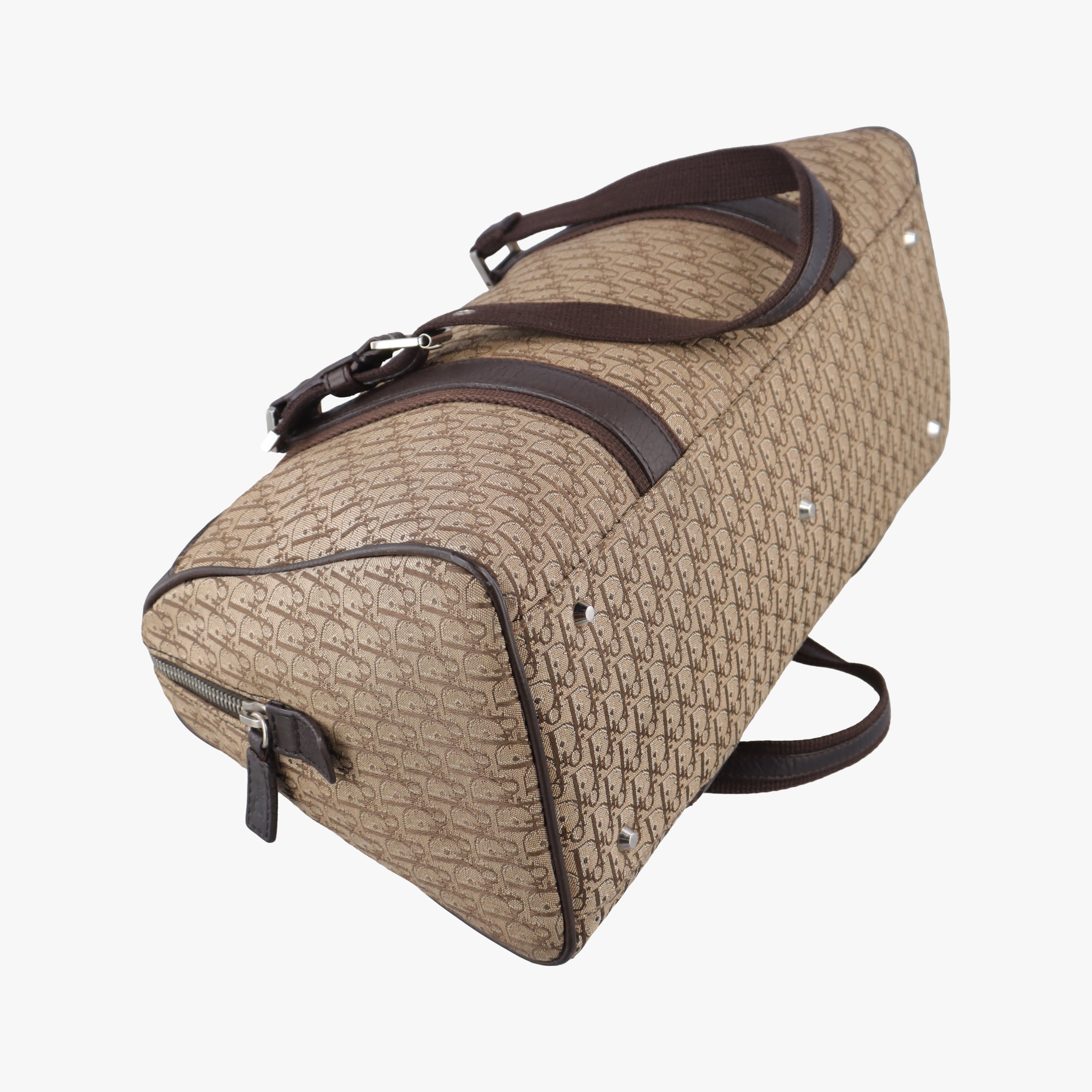 Vintage Christian Dior Street Chic Trotter Brown×beige Jacquard×leather  handbag | stylenewstar