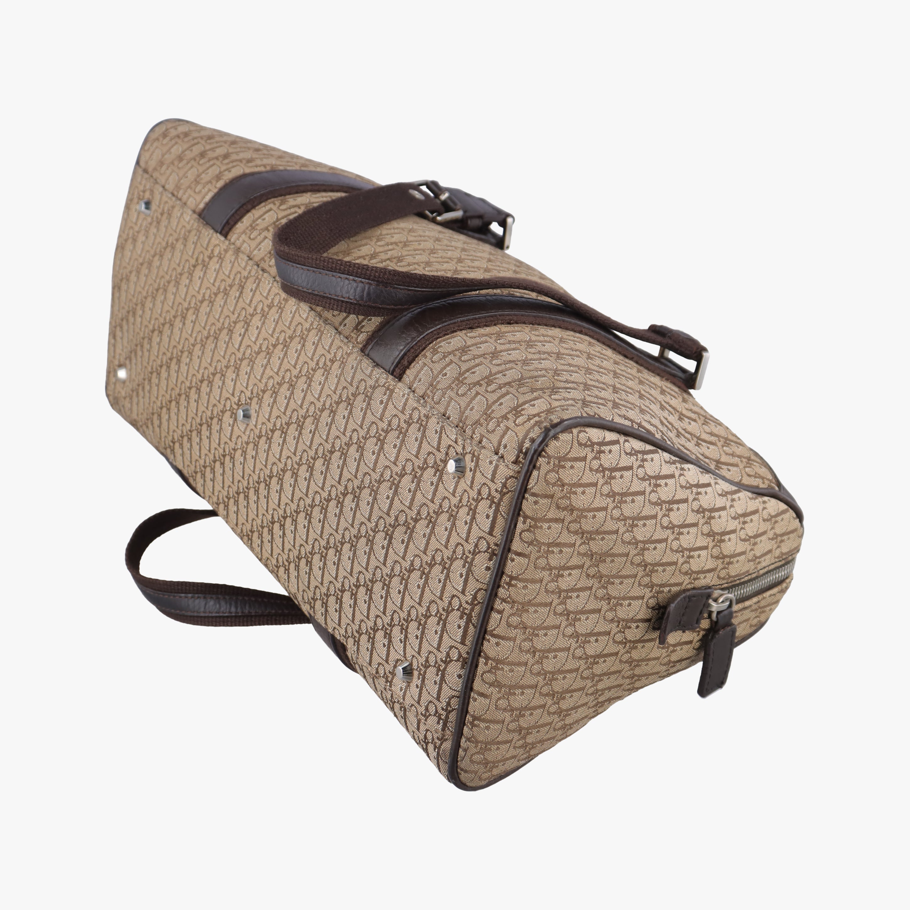 Vintage Christian Dior Street Chic Trotter Brown×beige Jacquard×leather  handbag | stylenewstar