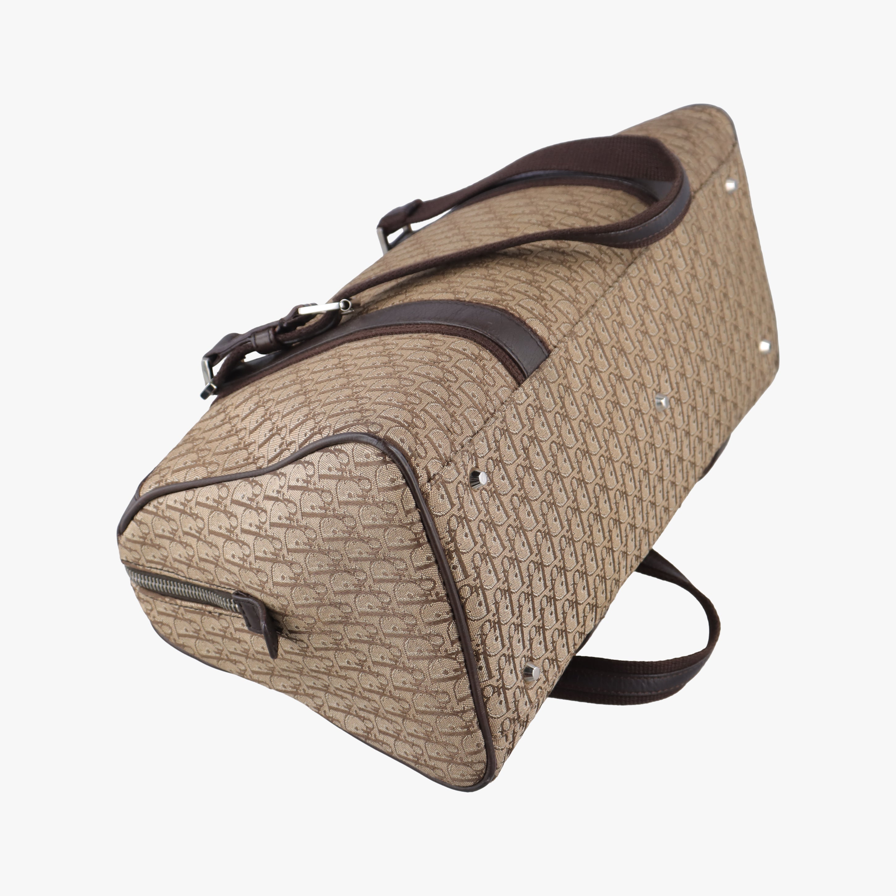Vintage Christian Dior Street Chic Trotter Brown×beige Jacquard×leather  handbag | stylenewstar