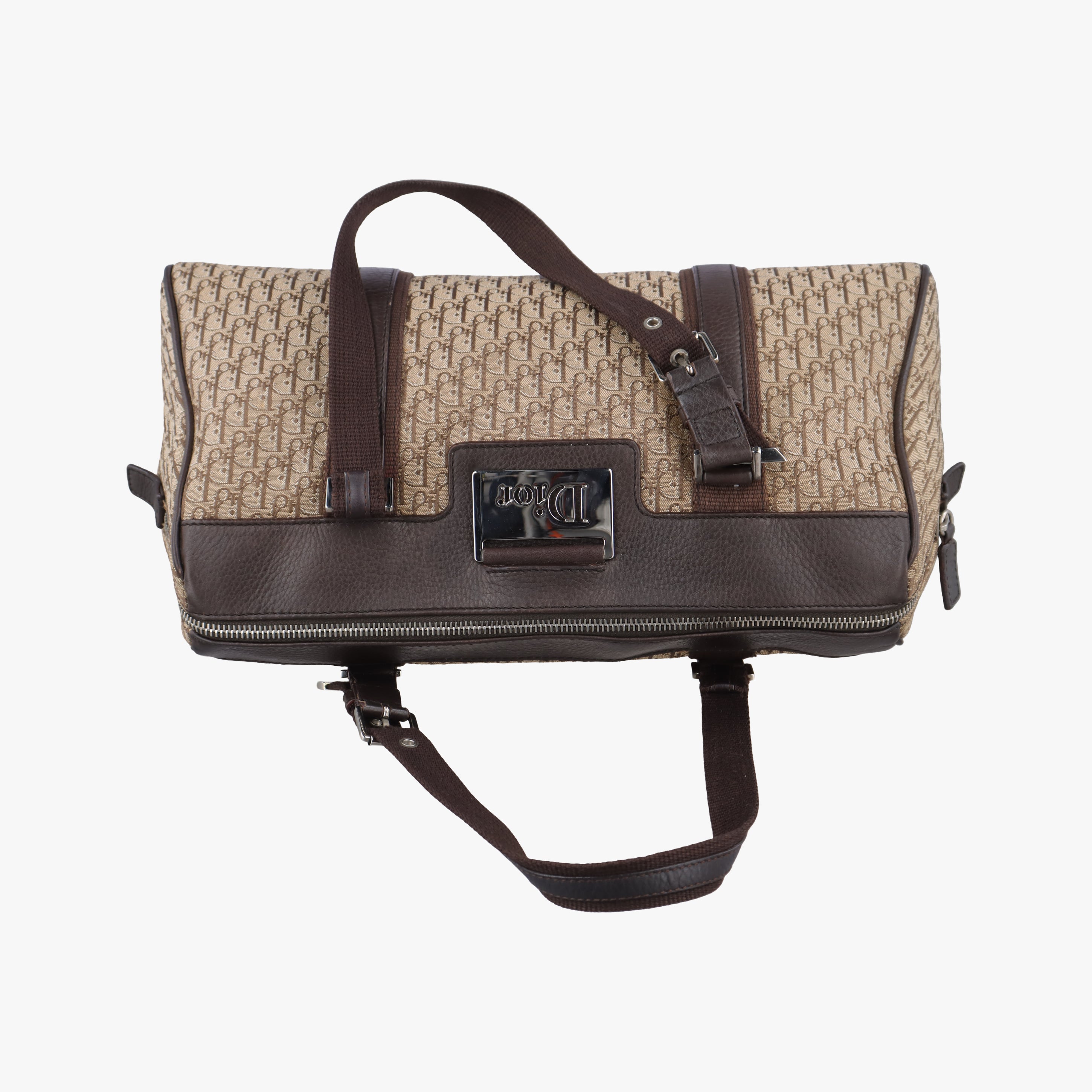Vintage Christian Dior Street Chic Trotter Brown×beige Jacquard×leather  handbag | stylenewstar