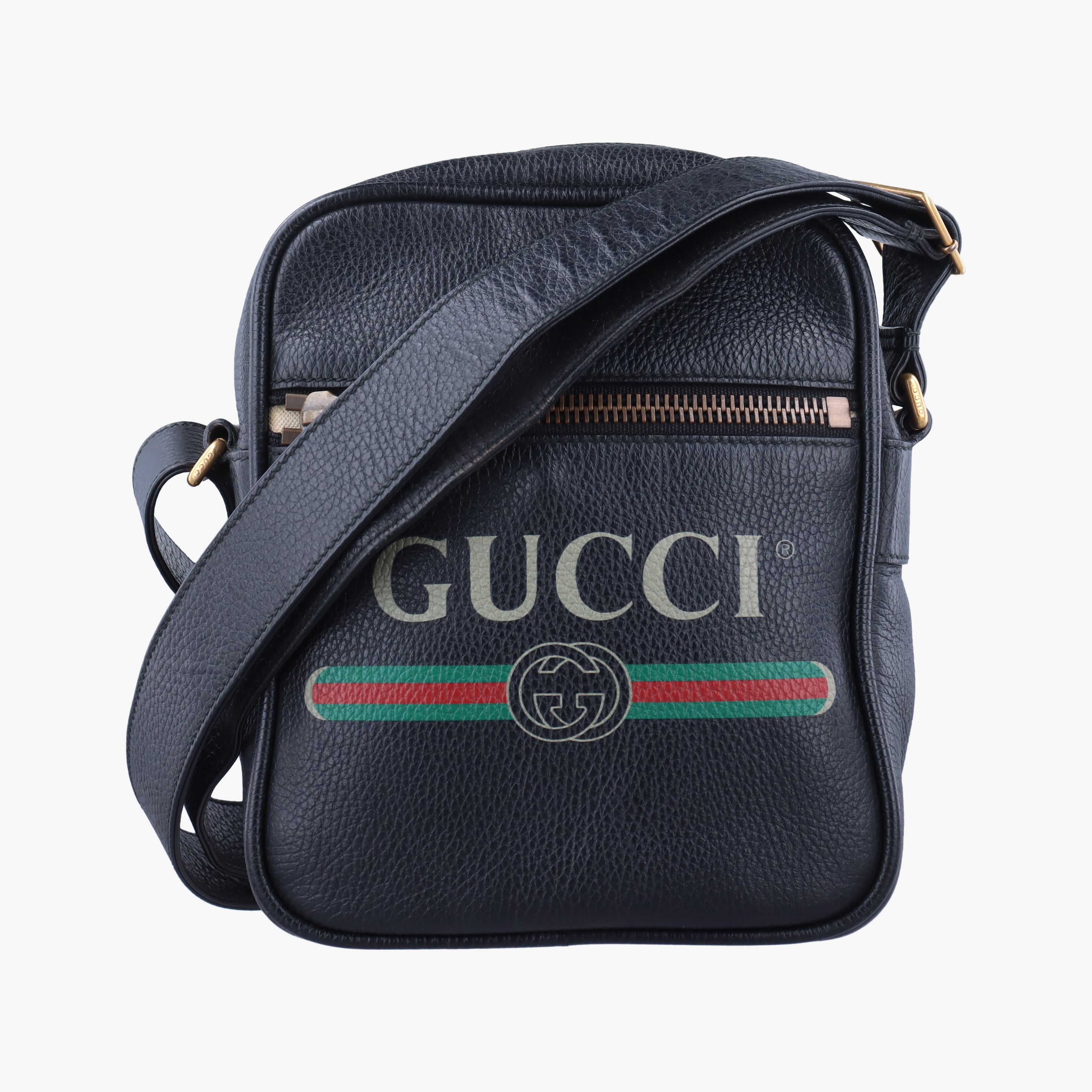 Vintage Gucci Gucci print Black Leather 574803 shoulderbag | stylenewstar