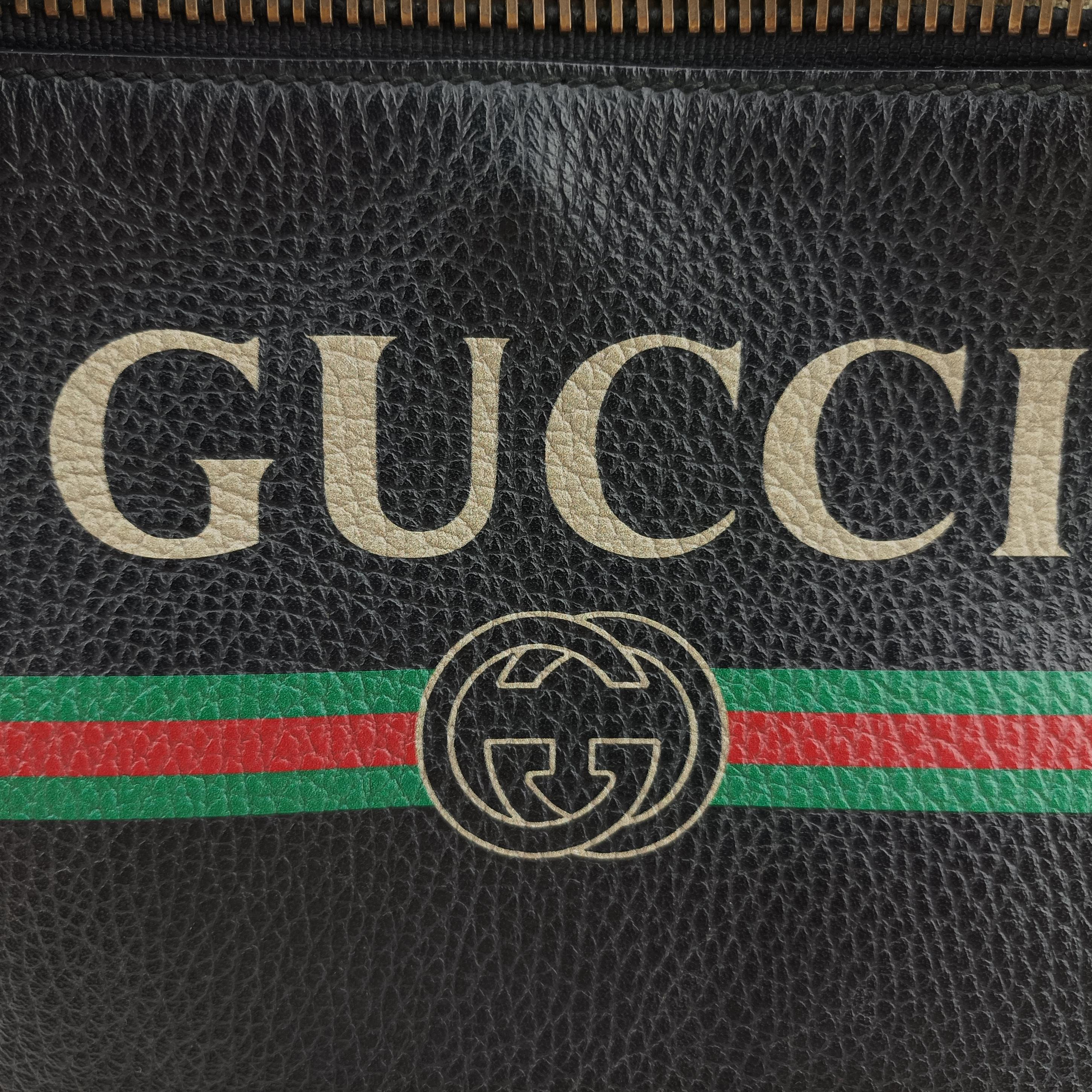 Vintage Gucci Gucci print Black Leather 574803 shoulderbag | stylenewstar