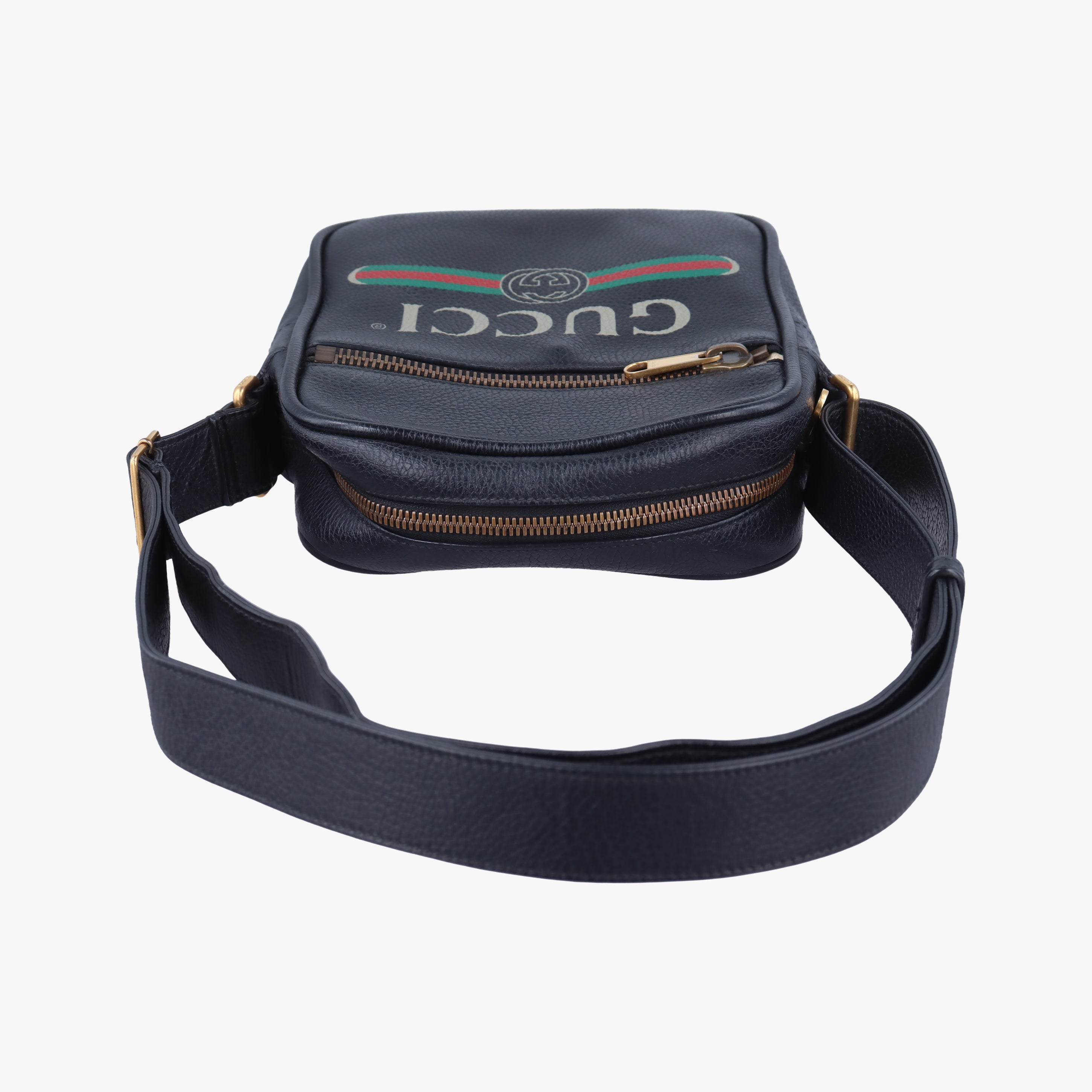 Vintage Gucci Gucci print Black Leather 574803 shoulderbag | stylenewstar