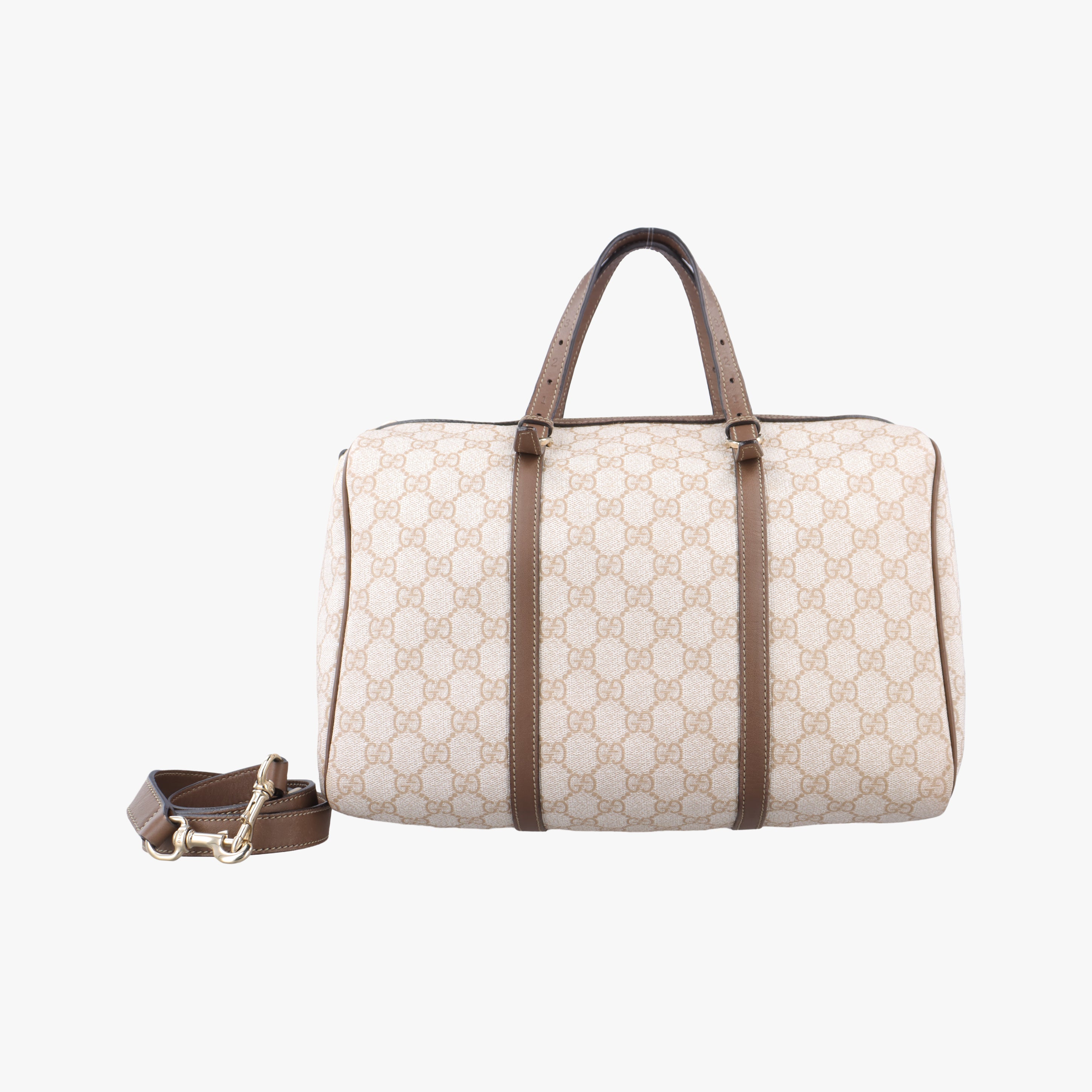 Pre-owned Gucci GG Supreme White×brown PVC coated canvas 322231 shoulderbag | stylenewstar