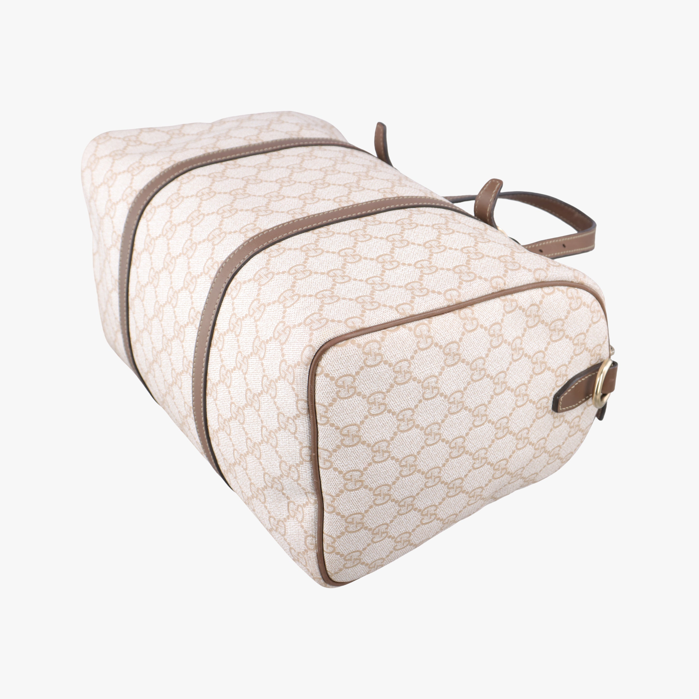 Pre-owned Gucci GG Supreme White×brown PVC coated canvas 322231 shoulderbag | stylenewstar