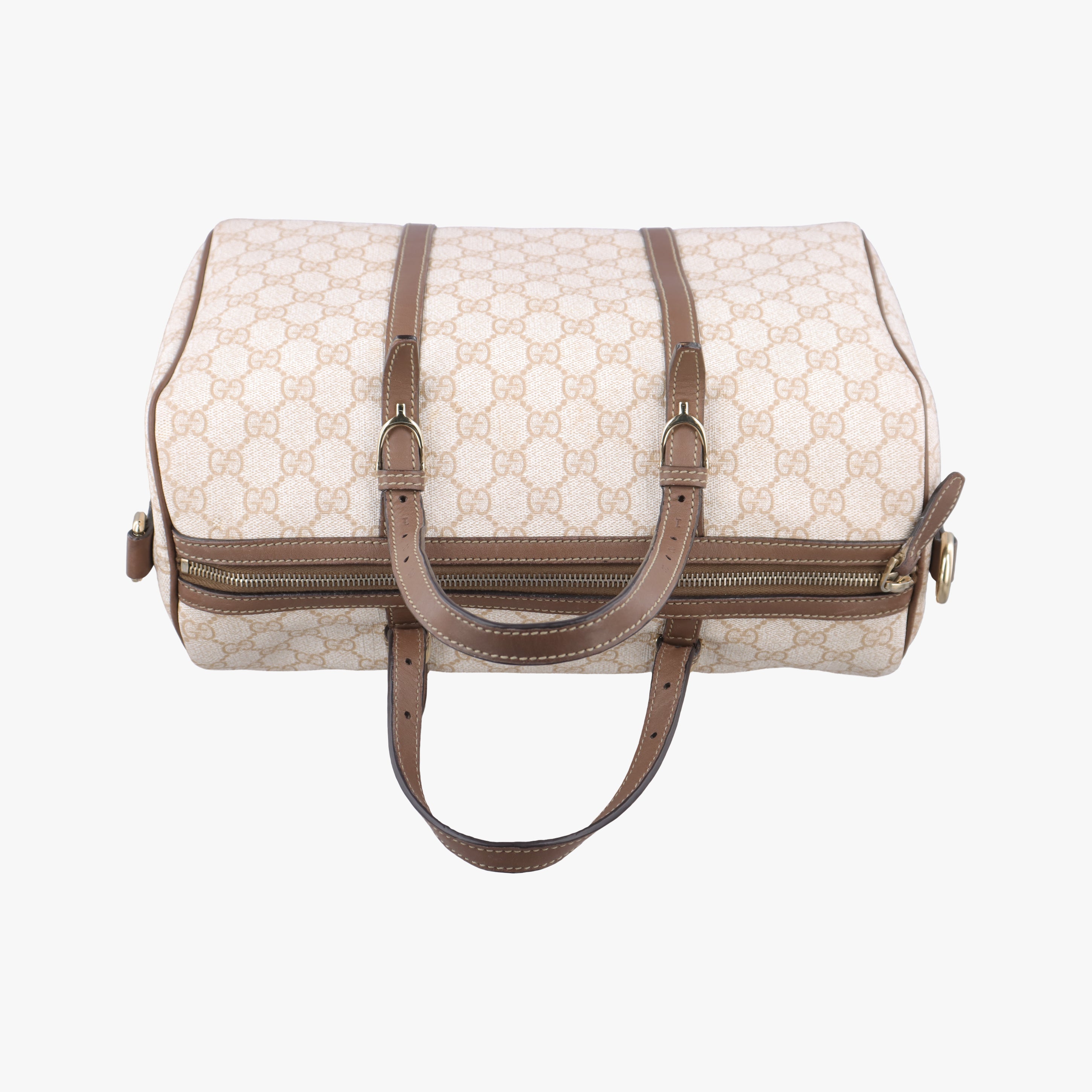 Pre-owned Gucci GG Supreme White×brown PVC coated canvas 322231 shoulderbag | stylenewstar