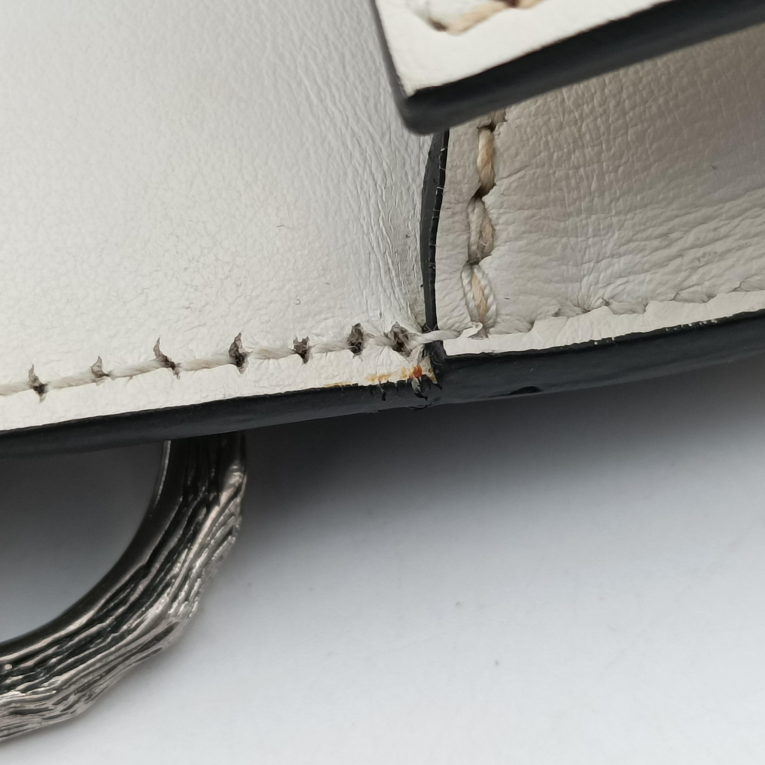 Pre-owned Prada Cahier Black×white Leather×SAFFIANO Leather 1BD045 shoulderbag | stylenewstar