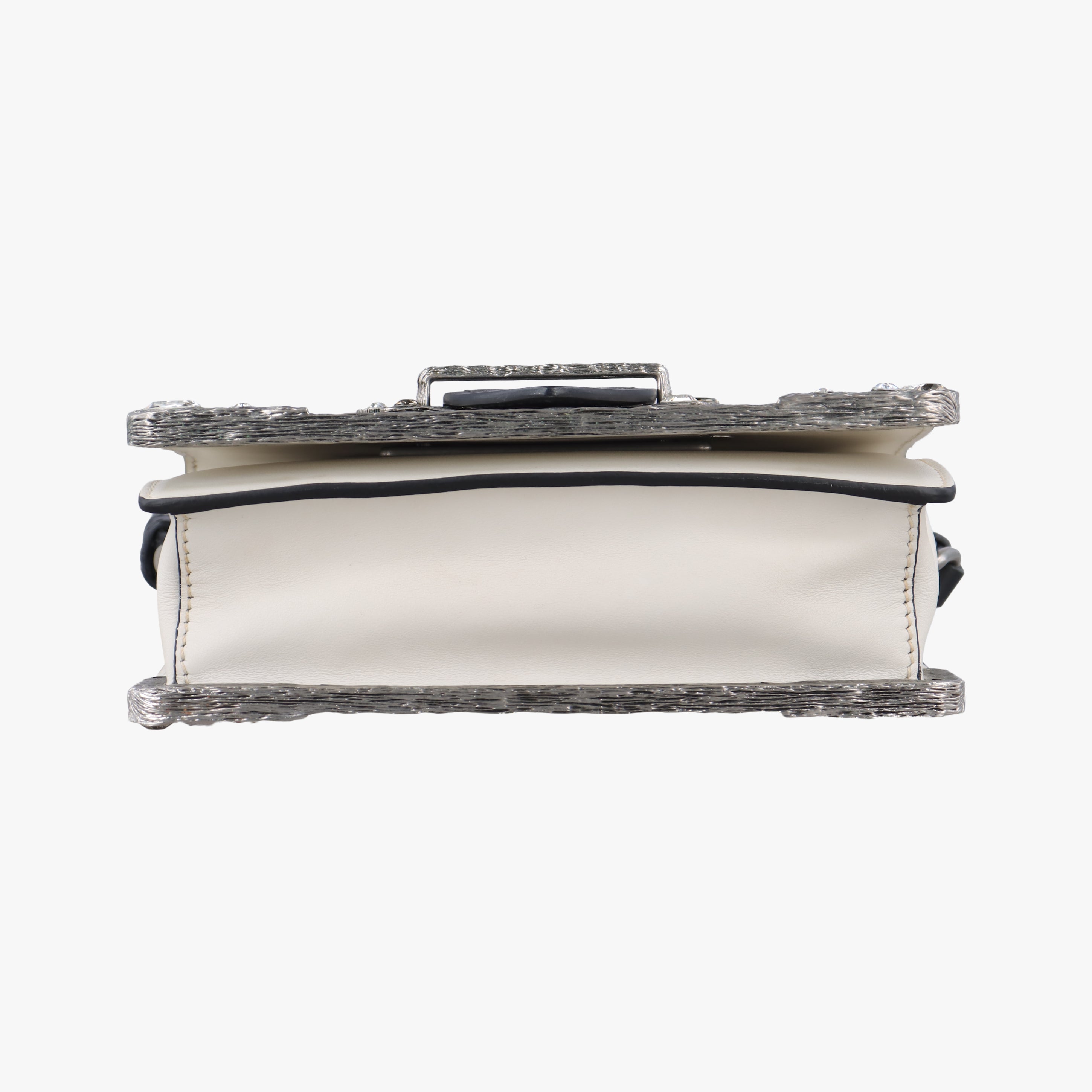 Pre-owned Prada Cahier Black×white Leather×SAFFIANO Leather 1BD045 shoulderbag | stylenewstar