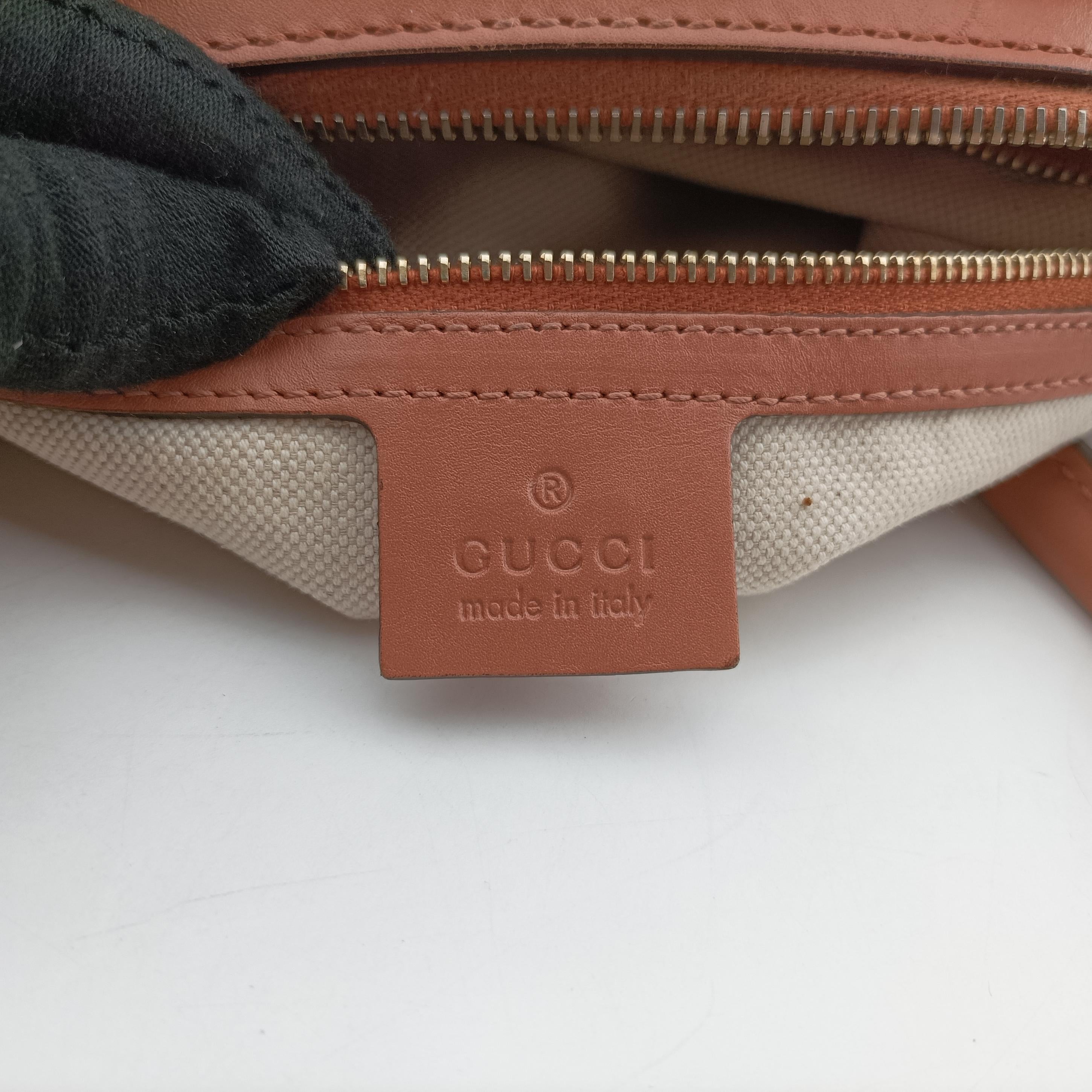 Pre-owned Gucci Vintage Web Beige×red×orange canvas×leather 257341 shoulderbag | stylenewstar