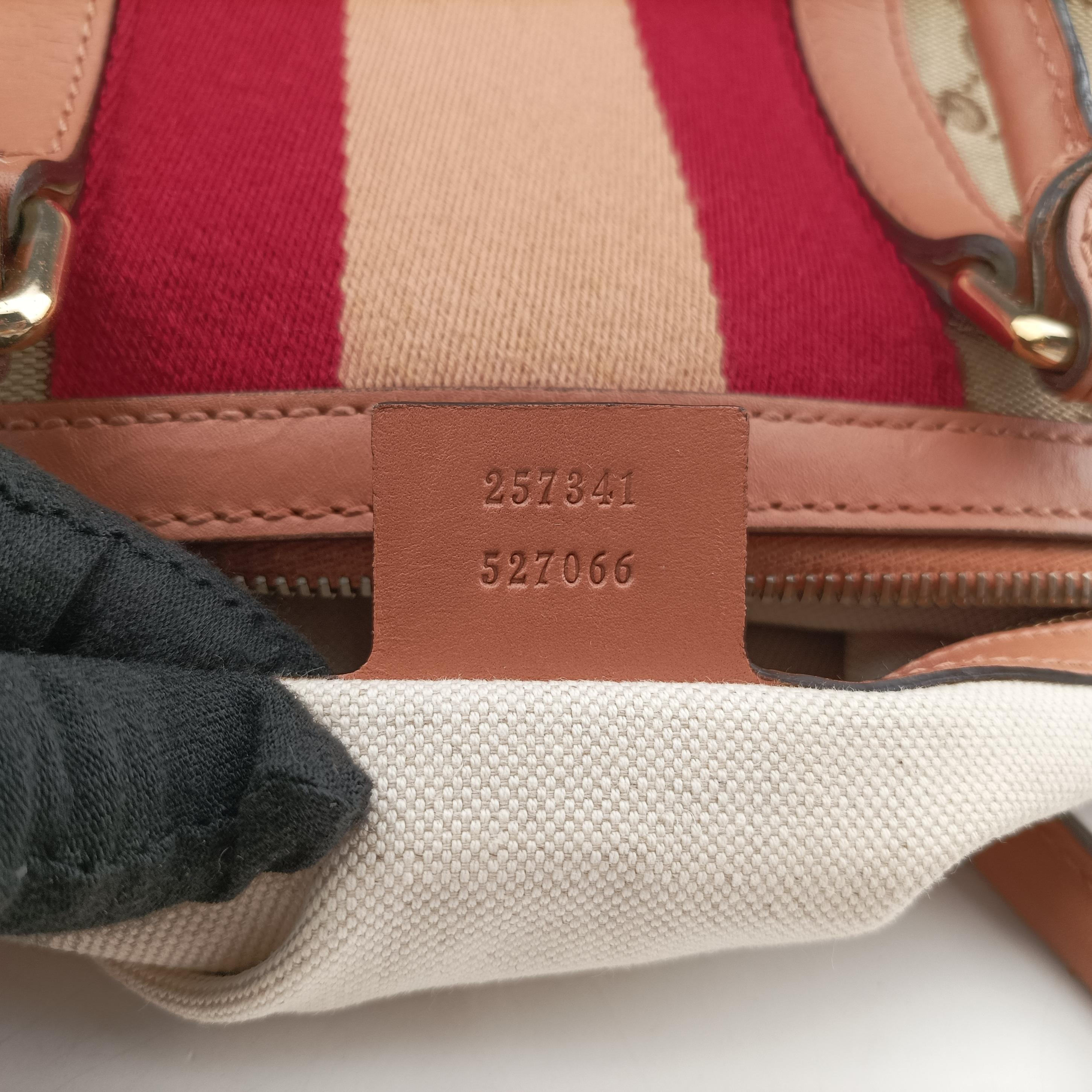 Pre-owned Gucci Vintage Web Beige×red×orange canvas×leather 257341 shoulderbag | stylenewstar