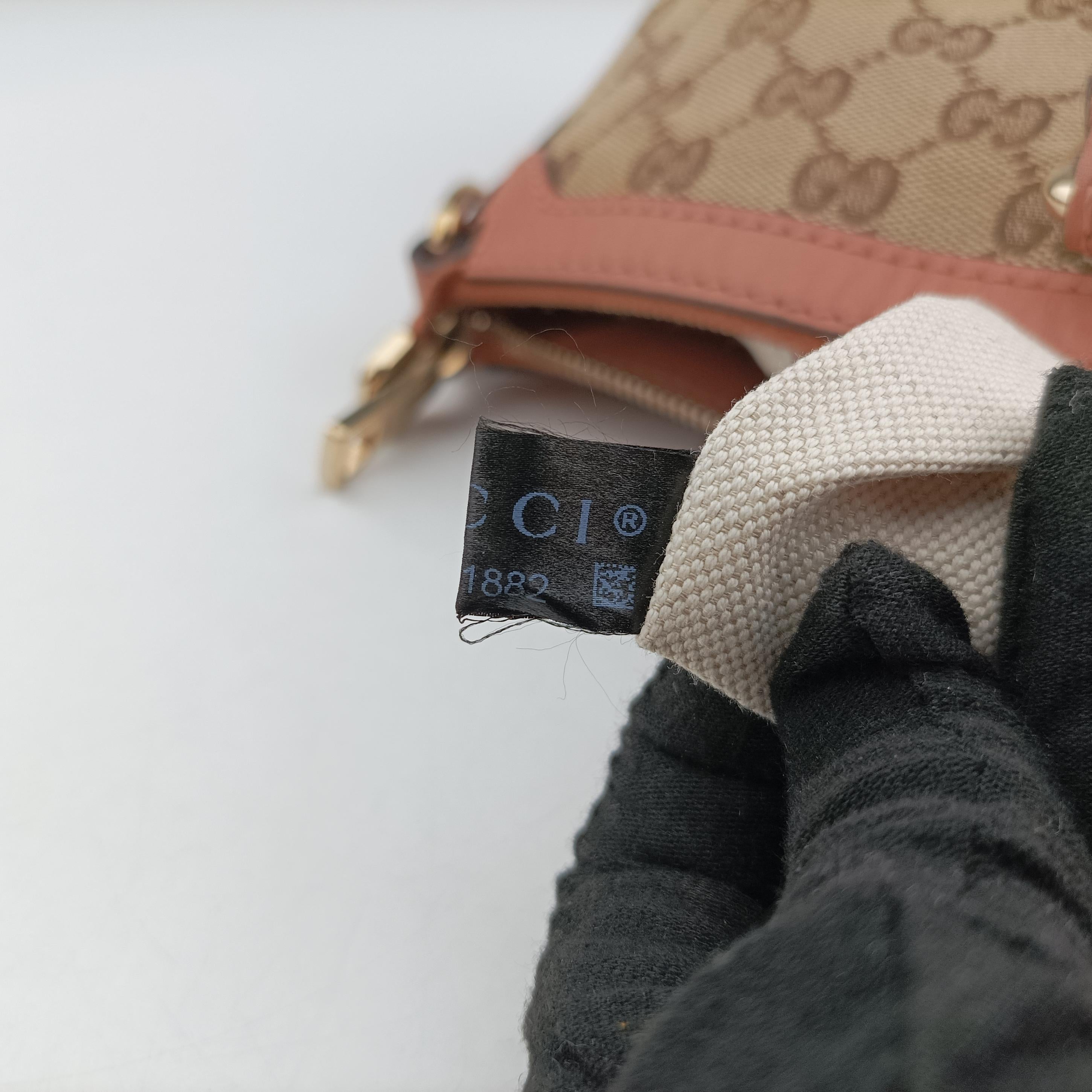 Pre-owned Gucci Vintage Web Beige×red×orange canvas×leather 257341 shoulderbag | stylenewstar