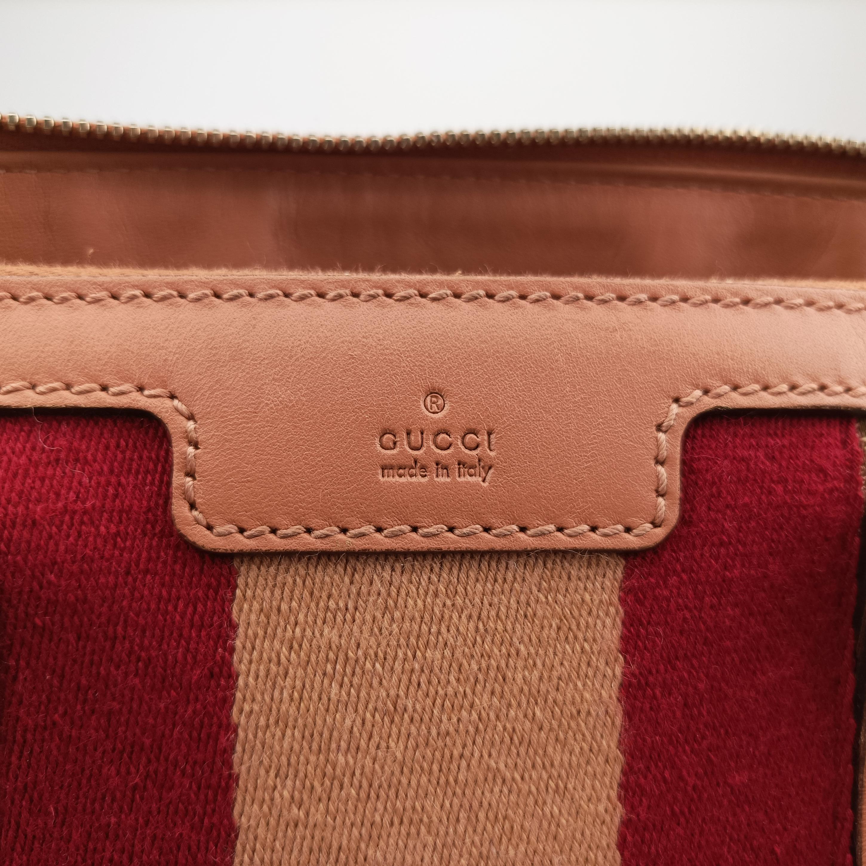 Pre-owned Gucci Vintage Web Beige×red×orange canvas×leather 257341 shoulderbag | stylenewstar