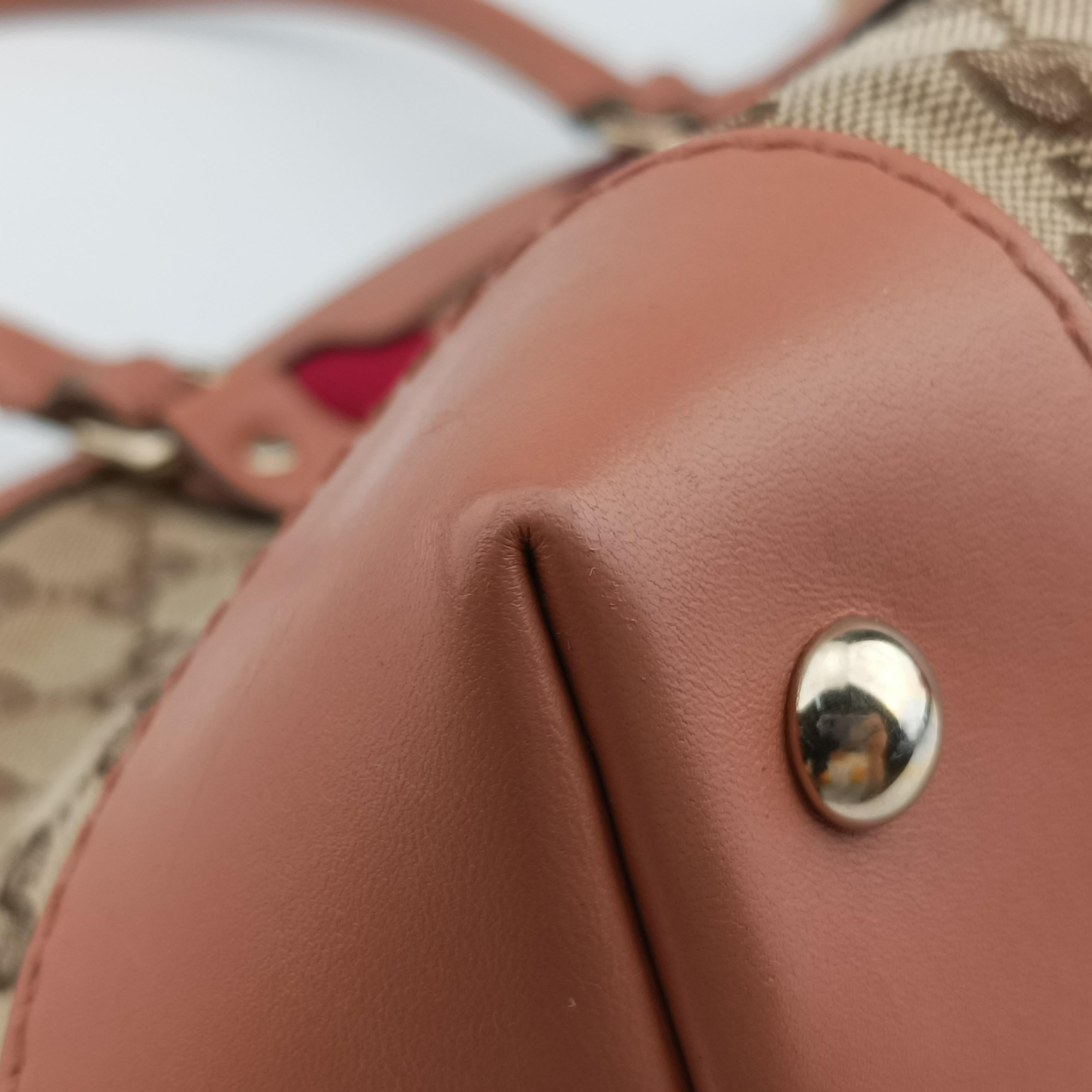Pre-owned Gucci Vintage Web Beige×red×orange canvas×leather 257341 shoulderbag | stylenewstar