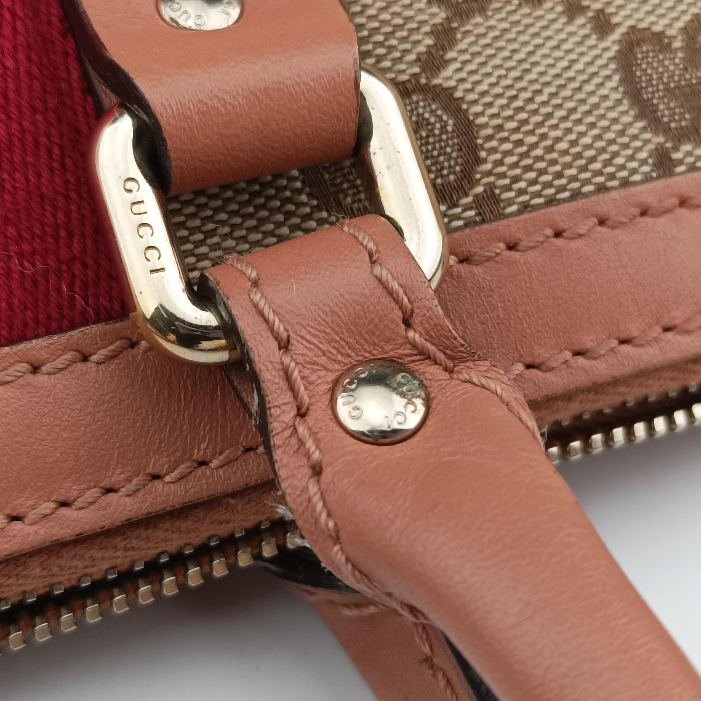 Pre-owned Gucci Vintage Web Beige×red×orange canvas×leather 257341 shoulderbag | stylenewstar