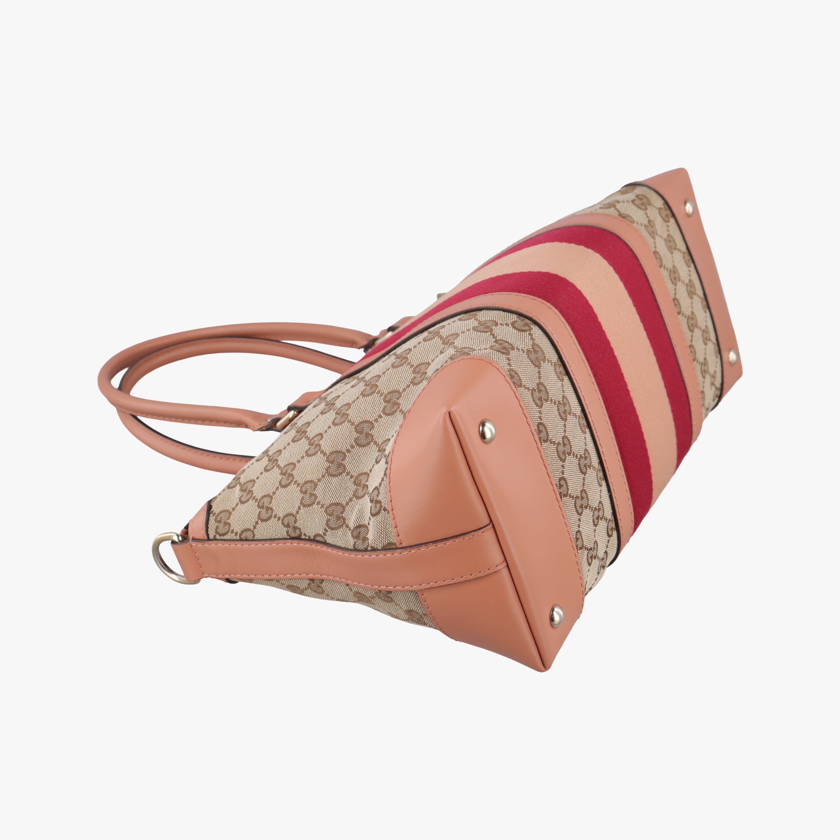 Pre-owned Gucci Vintage Web Beige×red×orange canvas×leather 257341 shoulderbag | stylenewstar