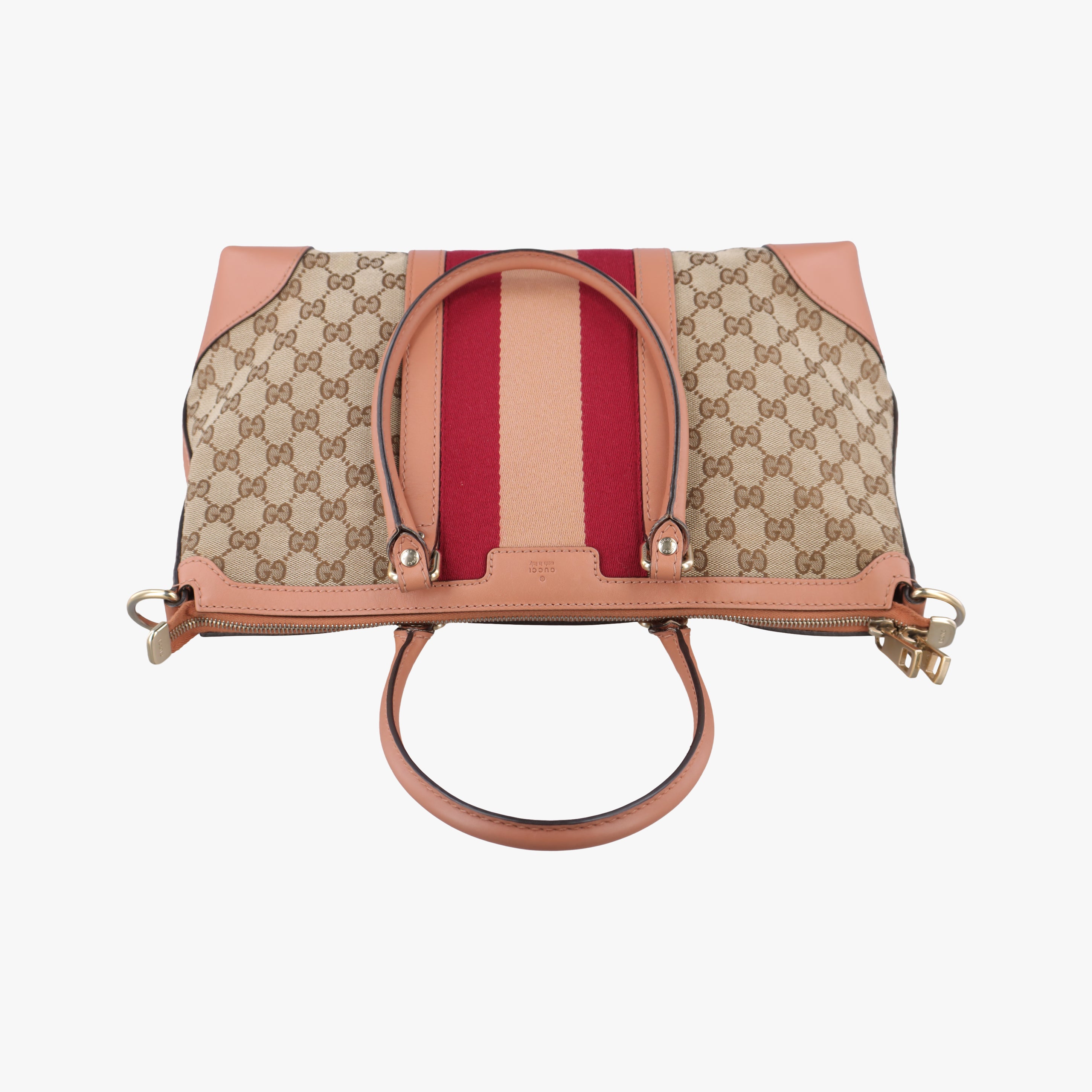 Pre-owned Gucci Vintage Web Beige×red×orange canvas×leather 257341 shoulderbag | stylenewstar
