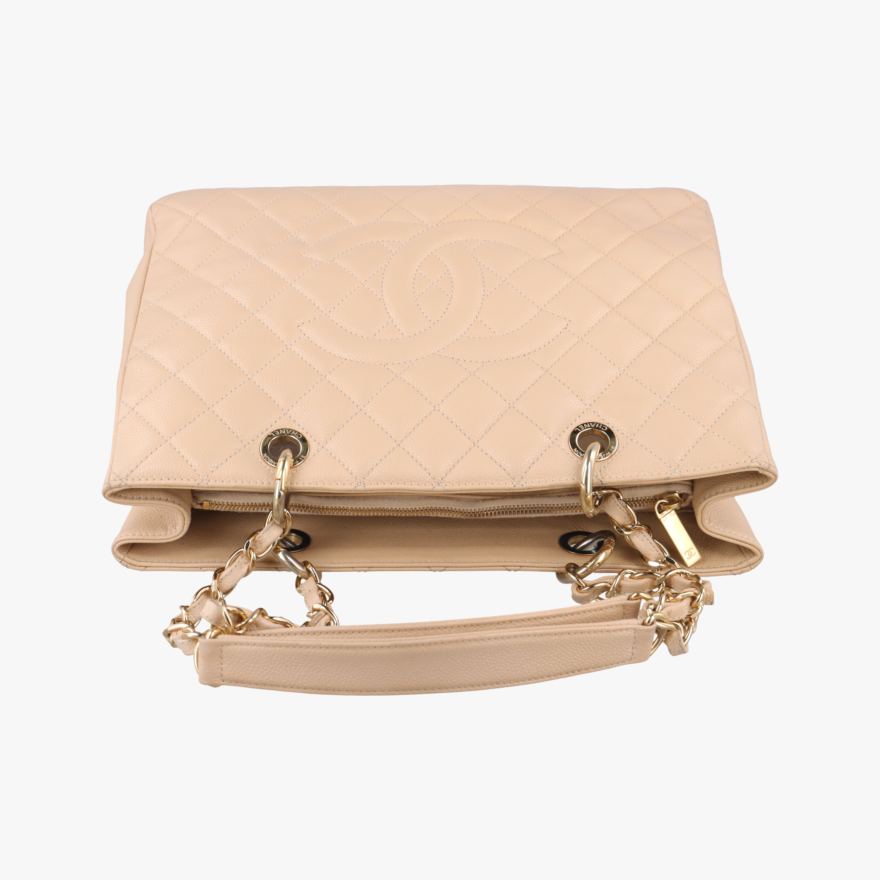 Pre-owned Chanel Matelasse Cocomark GST Beige caviar skin A50995 shoulderbag | stylenewstar