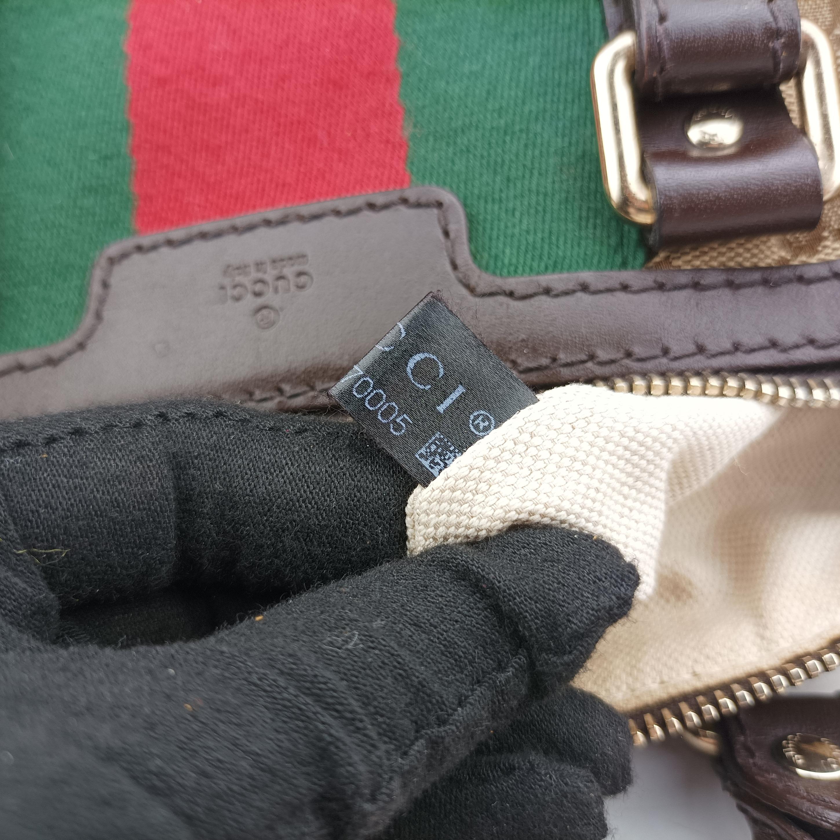 Secondhand Gucci Sherry Line Beige×green×red canvas×leather 247205 handbag | stylenewstar