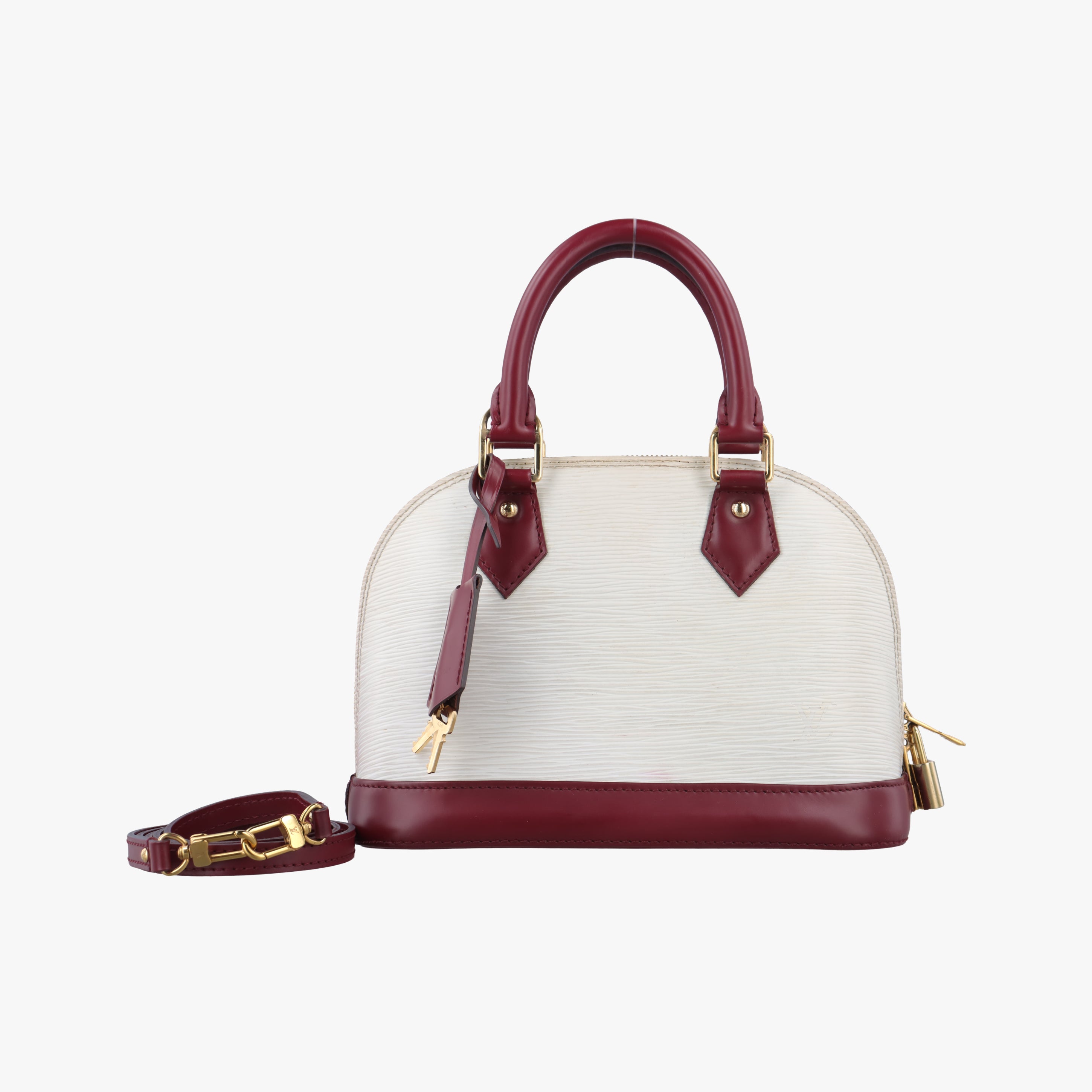 Pre-owned Louis Vuitton Alma BB White x Bordeaux Epi M53589 shoulderbag | stylenewstar