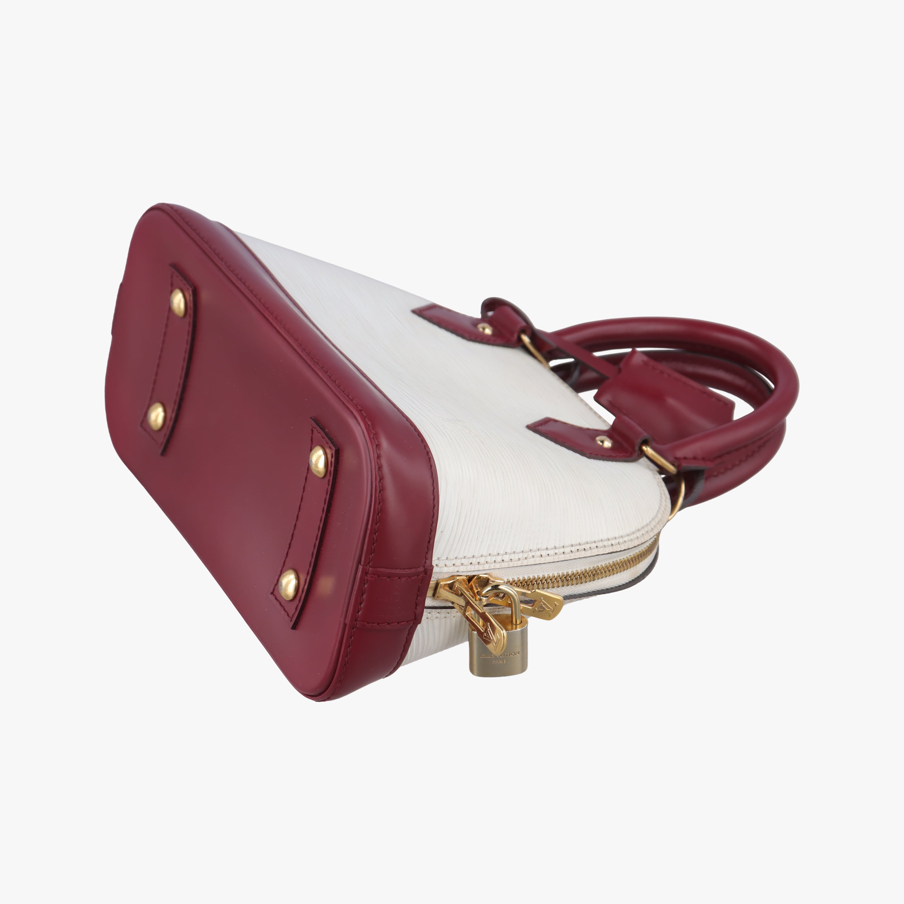 Pre-owned Louis Vuitton Alma BB White x Bordeaux Epi M53589 shoulderbag | stylenewstar
