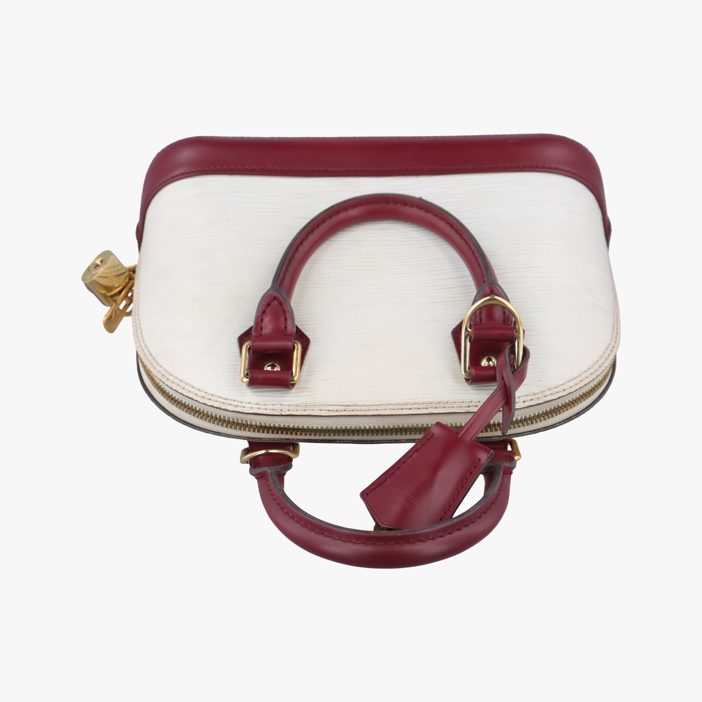 Pre-owned Louis Vuitton Alma BB White x Bordeaux Epi M53589 shoulderbag | stylenewstar