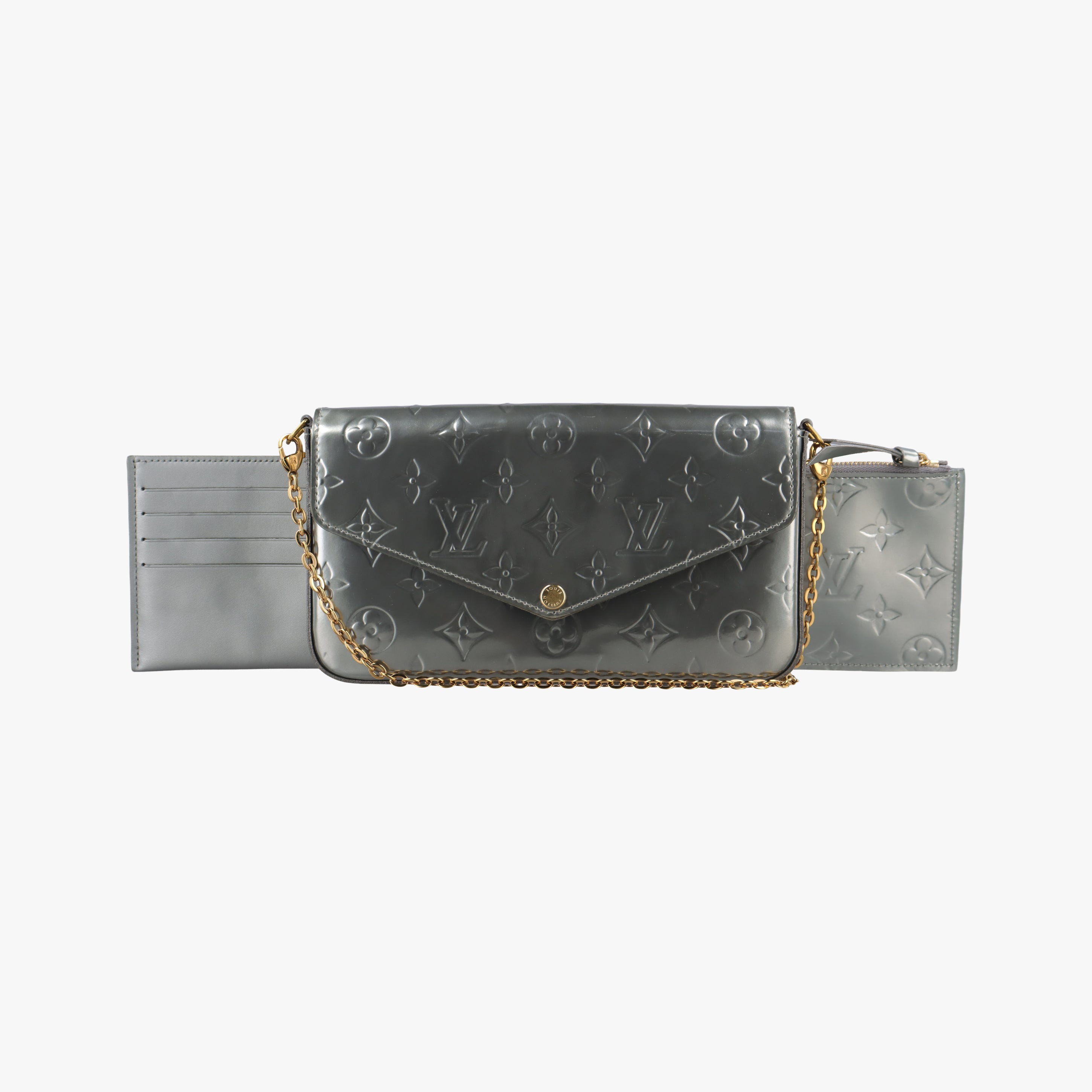 Pre-owned Louis Vuitton Pochette Felice Silver Vernis M68648 shoulderbag | stylenewstar