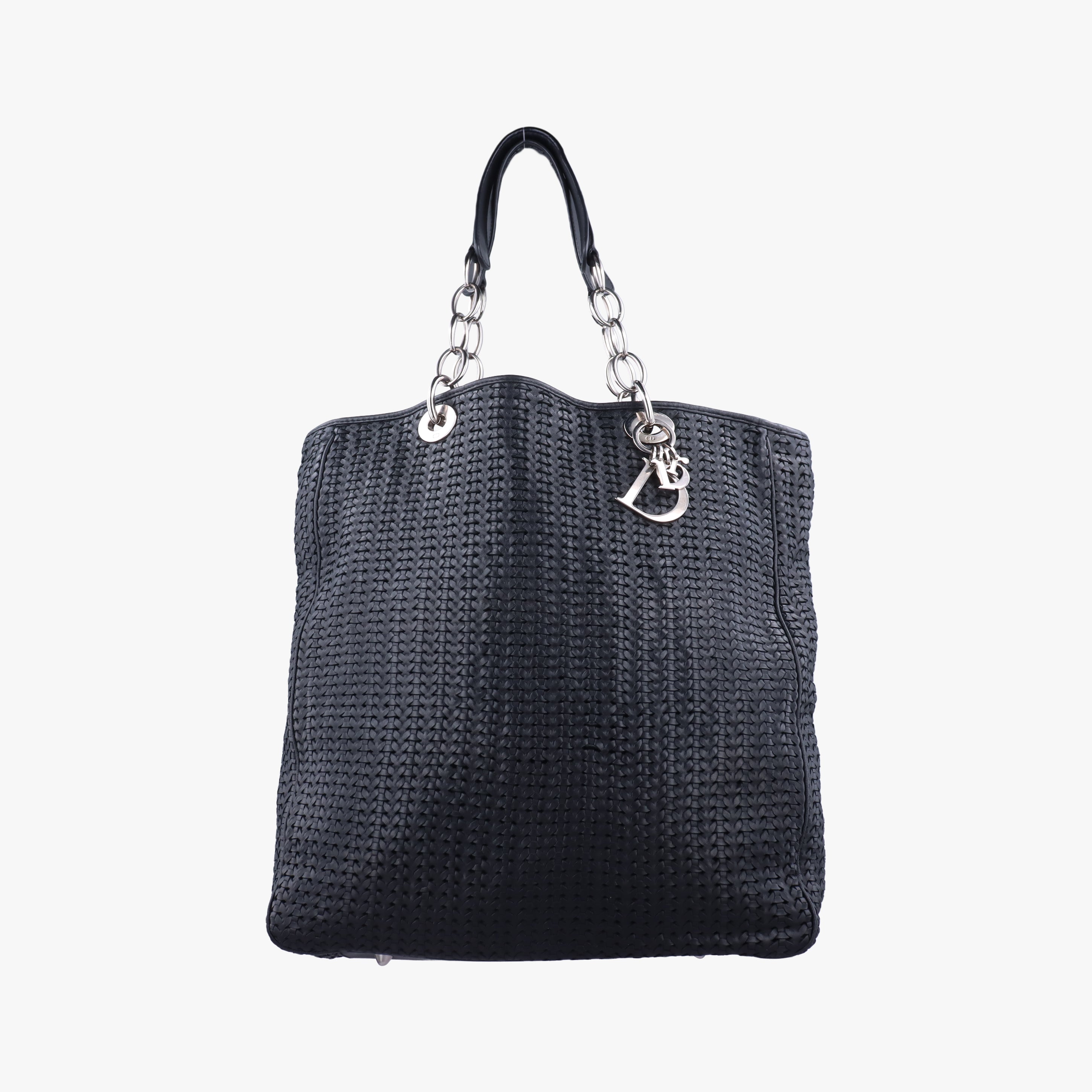 Vintage Christian Dior Soft Lady Dior Canage INTRECCIATO Tote Black lambskin  shoulderbag | stylenewstar