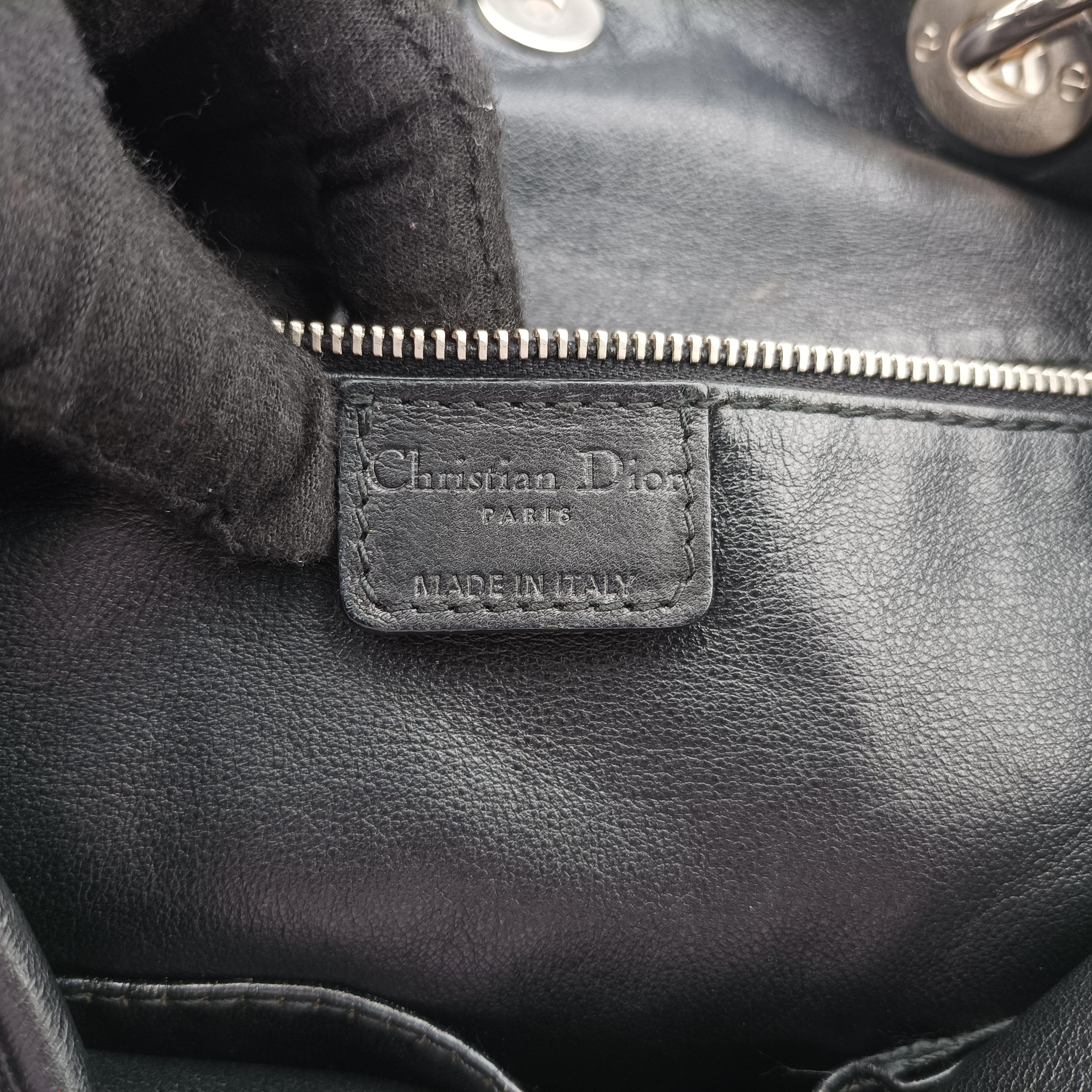 Vintage Christian Dior Soft Lady Dior Canage INTRECCIATO Tote Black lambskin  shoulderbag | stylenewstar