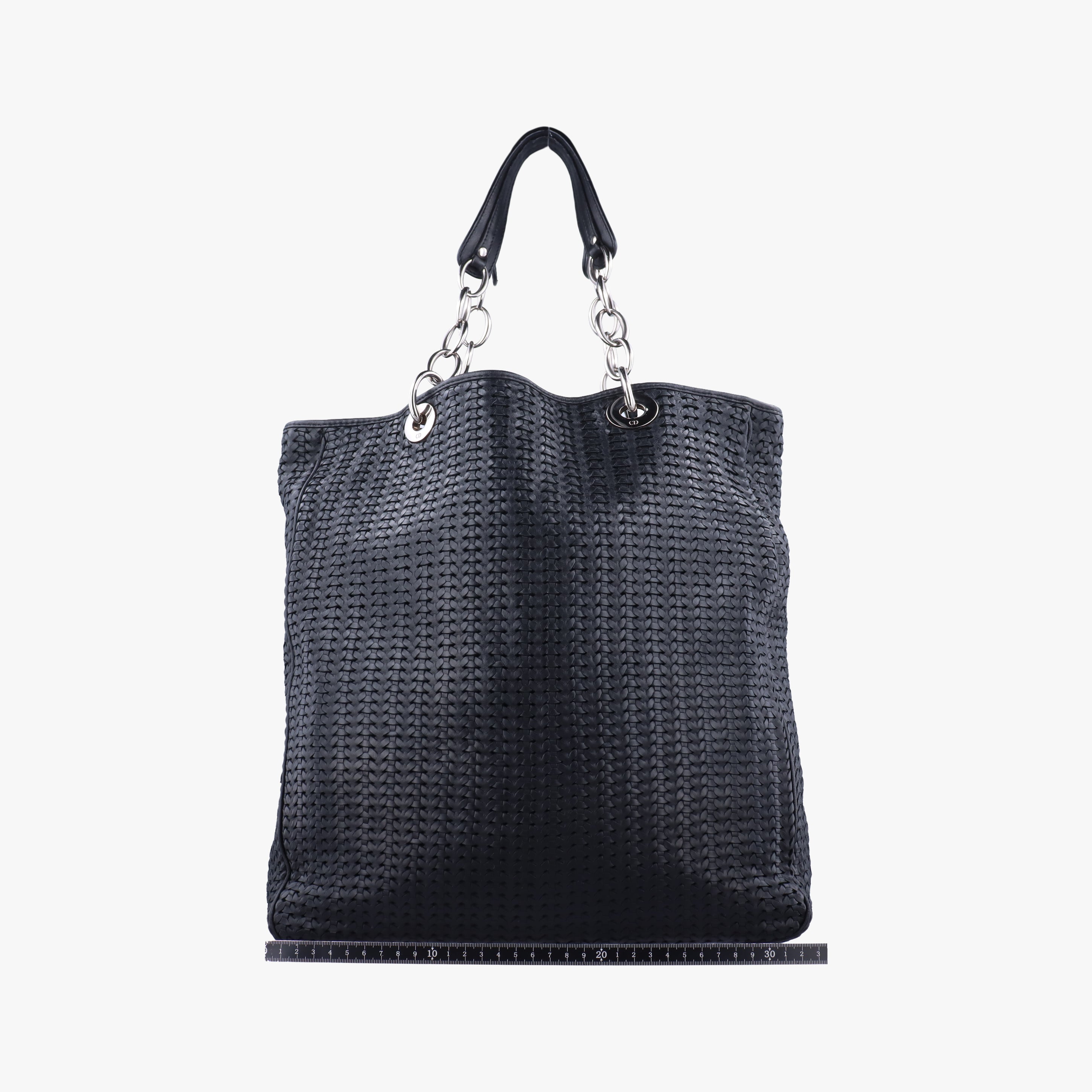 Vintage Christian Dior Soft Lady Dior Canage INTRECCIATO Tote Black lambskin  shoulderbag | stylenewstar