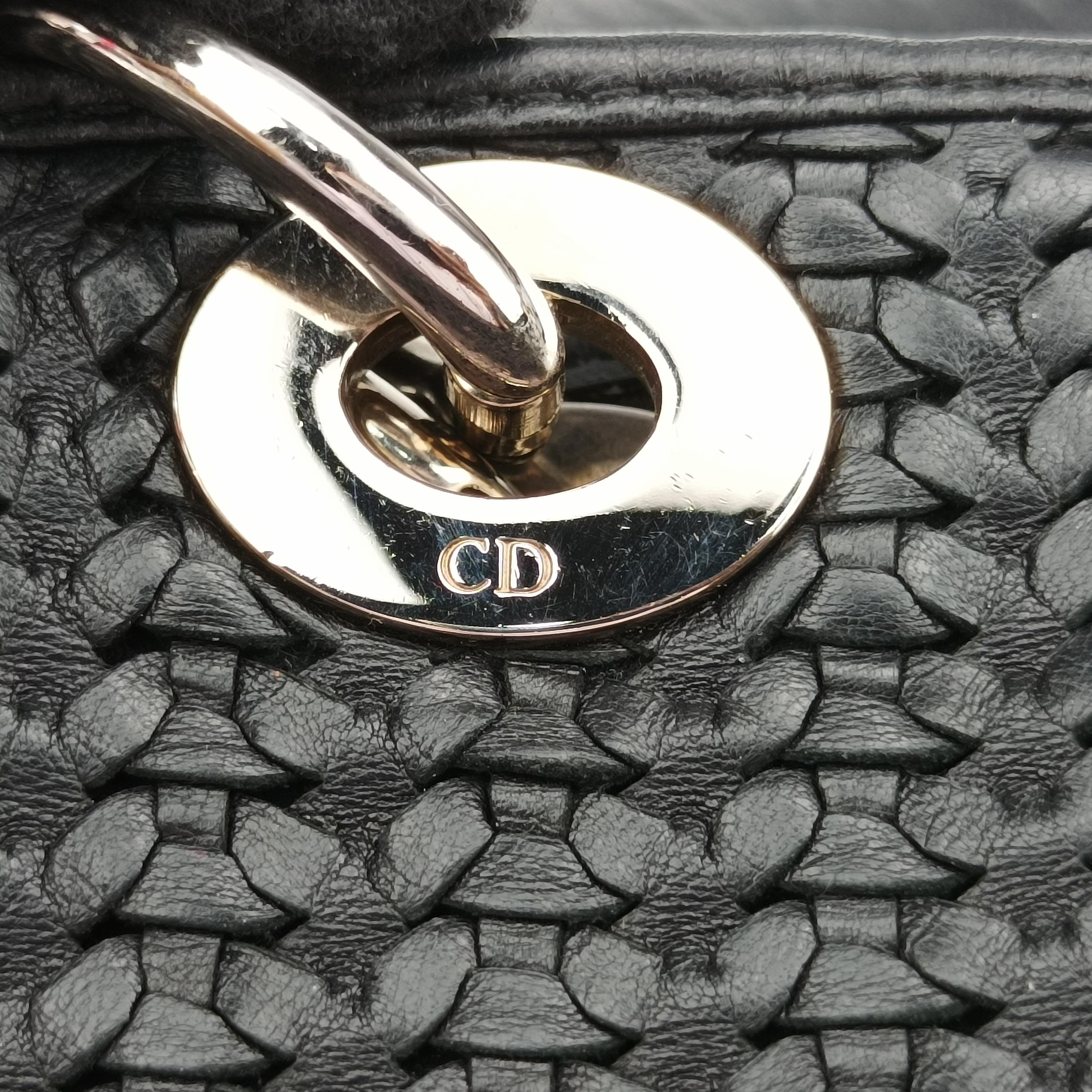 Vintage Christian Dior Soft Lady Dior Canage INTRECCIATO Tote Black lambskin  shoulderbag | stylenewstar