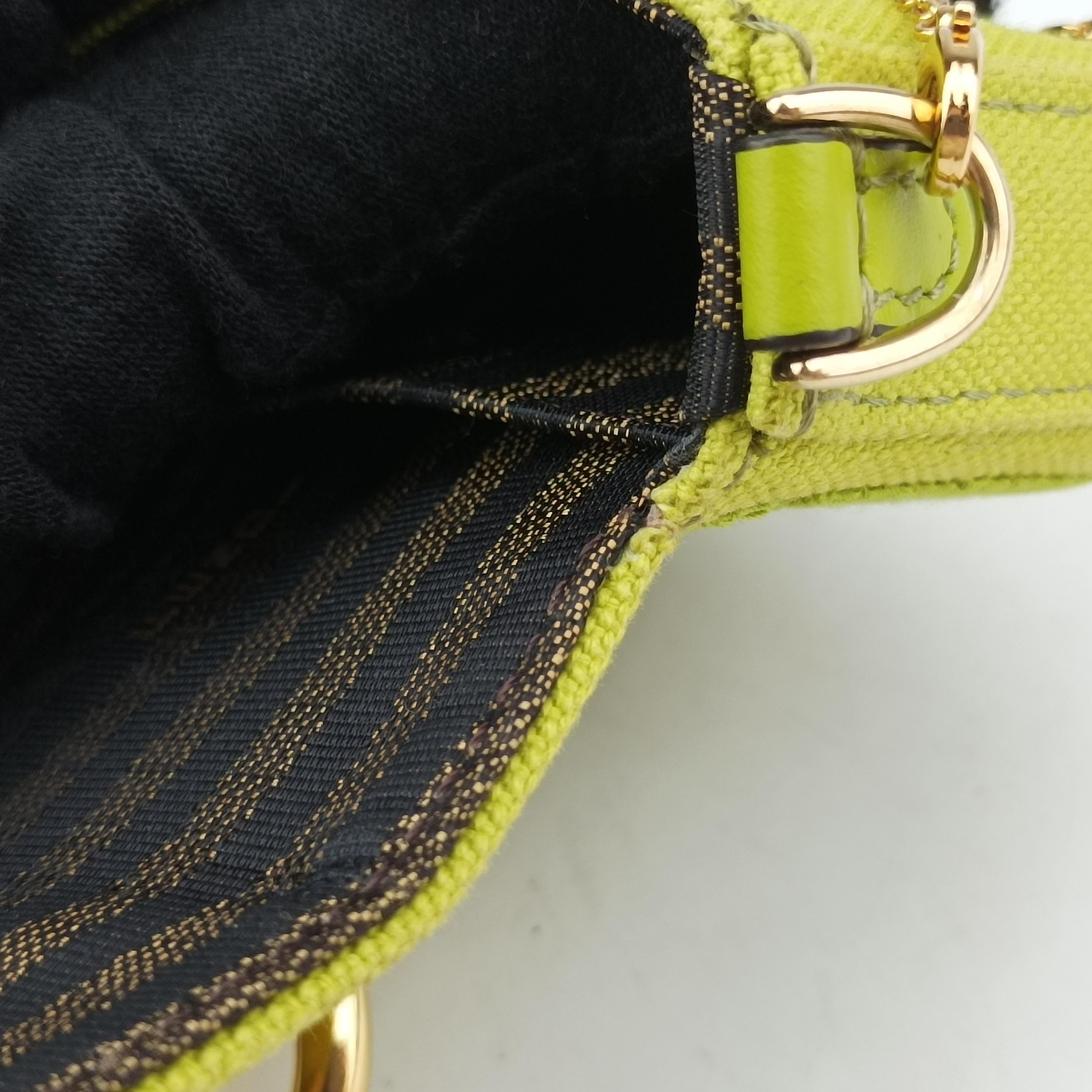 Vintage Fendi Nano Baguette Charm Green Canvas 7AS045 shoulderbag | stylenewstar