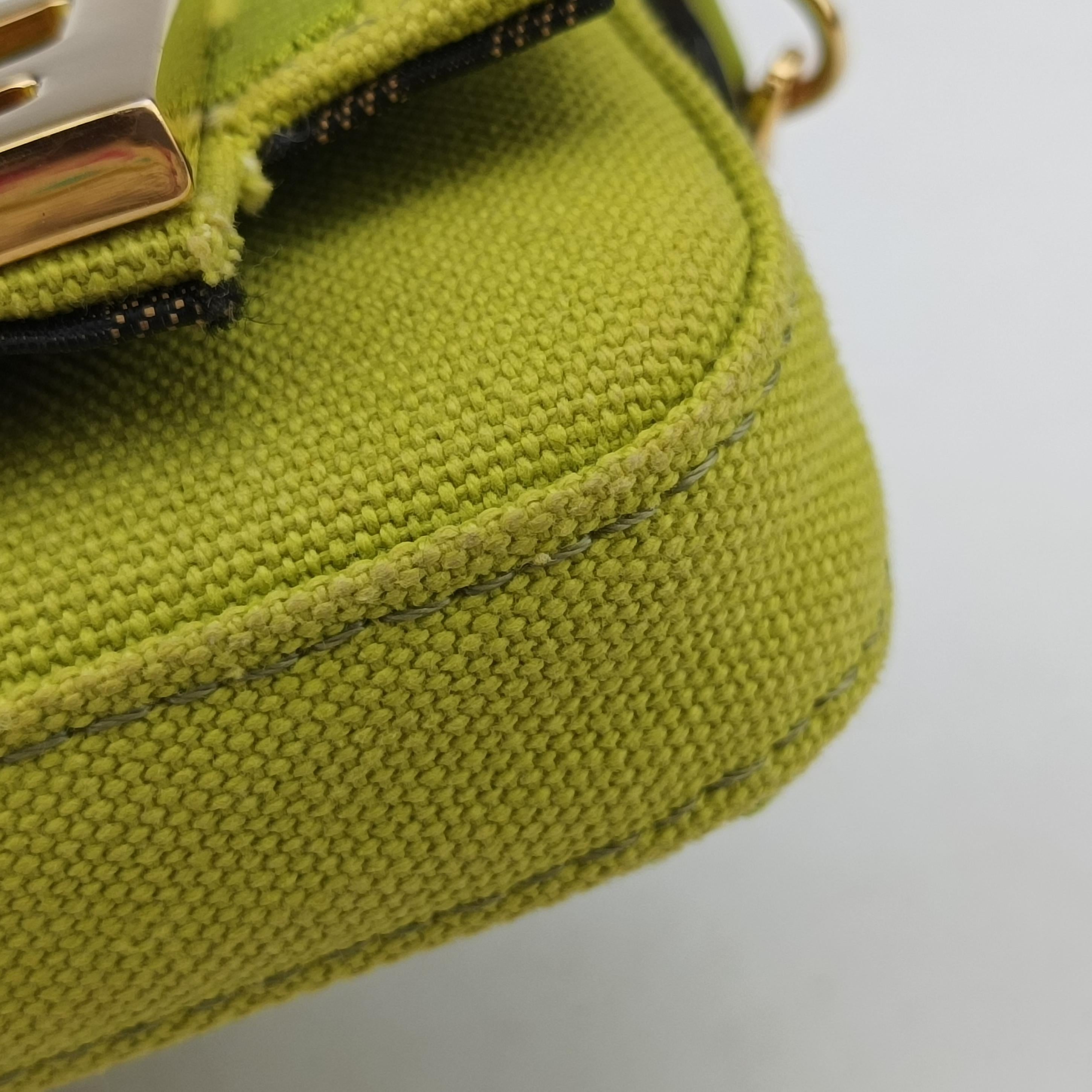 Vintage Fendi Nano Baguette Charm Green Canvas 7AS045 shoulderbag | stylenewstar