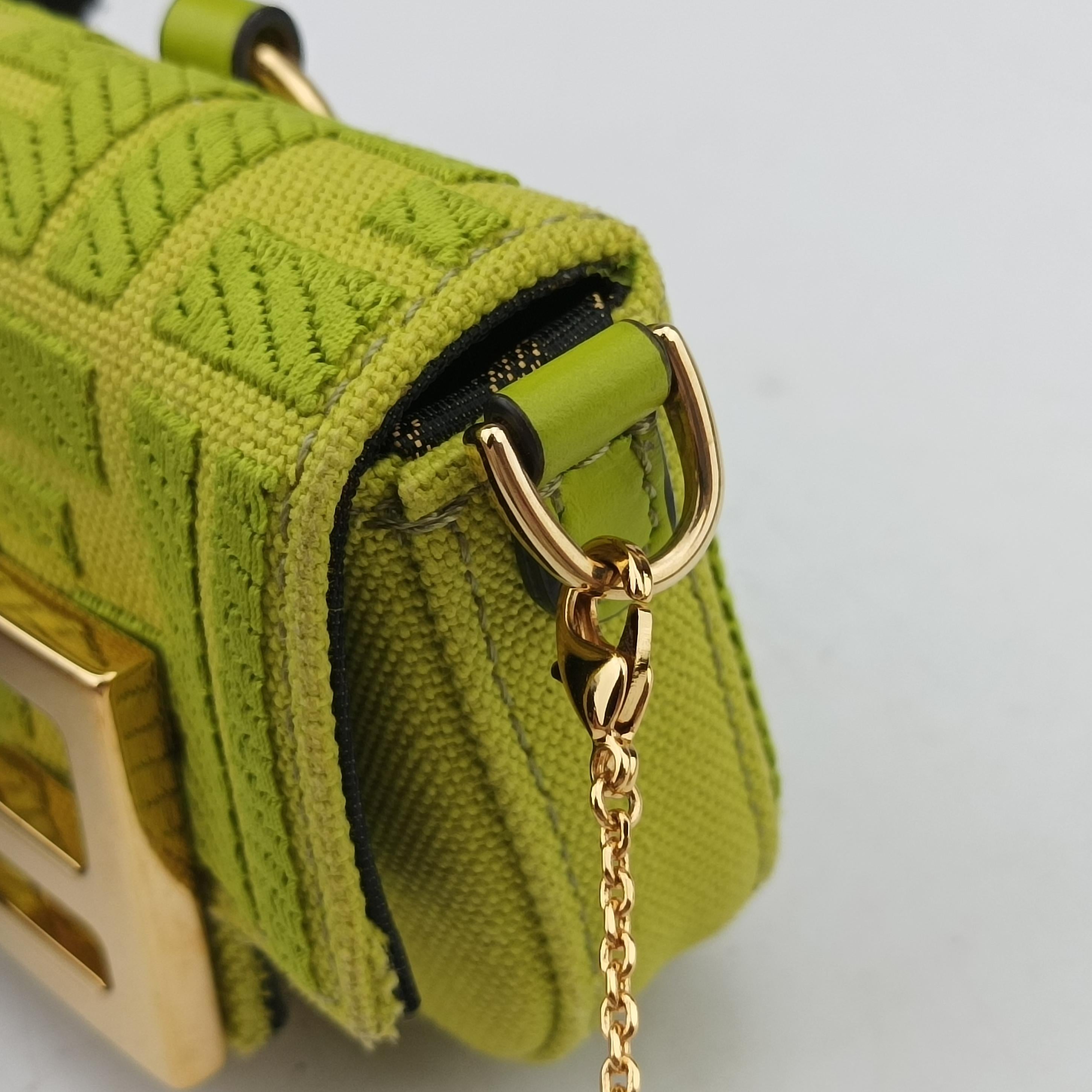 Vintage Fendi Nano Baguette Charm Green Canvas 7AS045 shoulderbag | stylenewstar