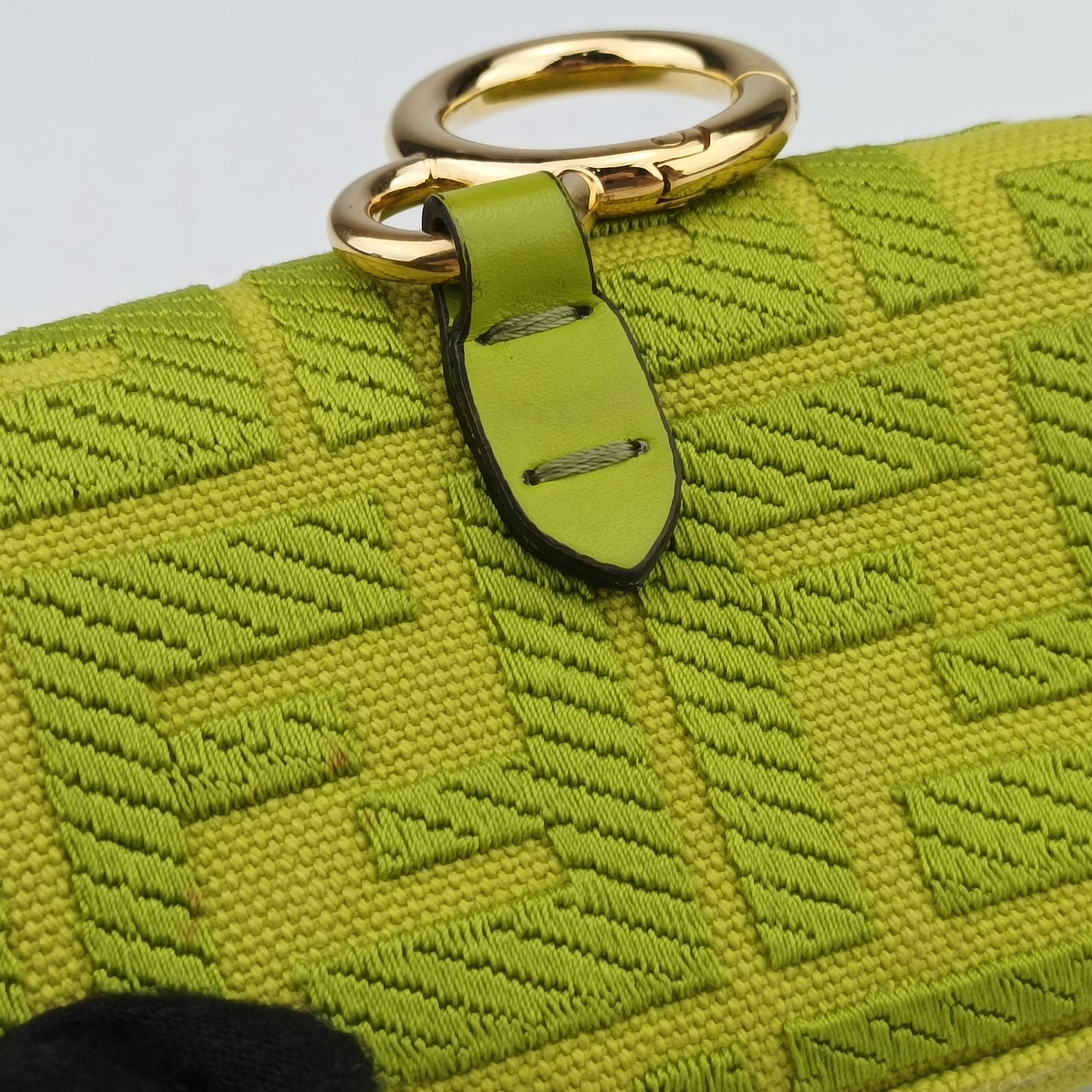 Vintage Fendi Nano Baguette Charm Green Canvas 7AS045 shoulderbag | stylenewstar