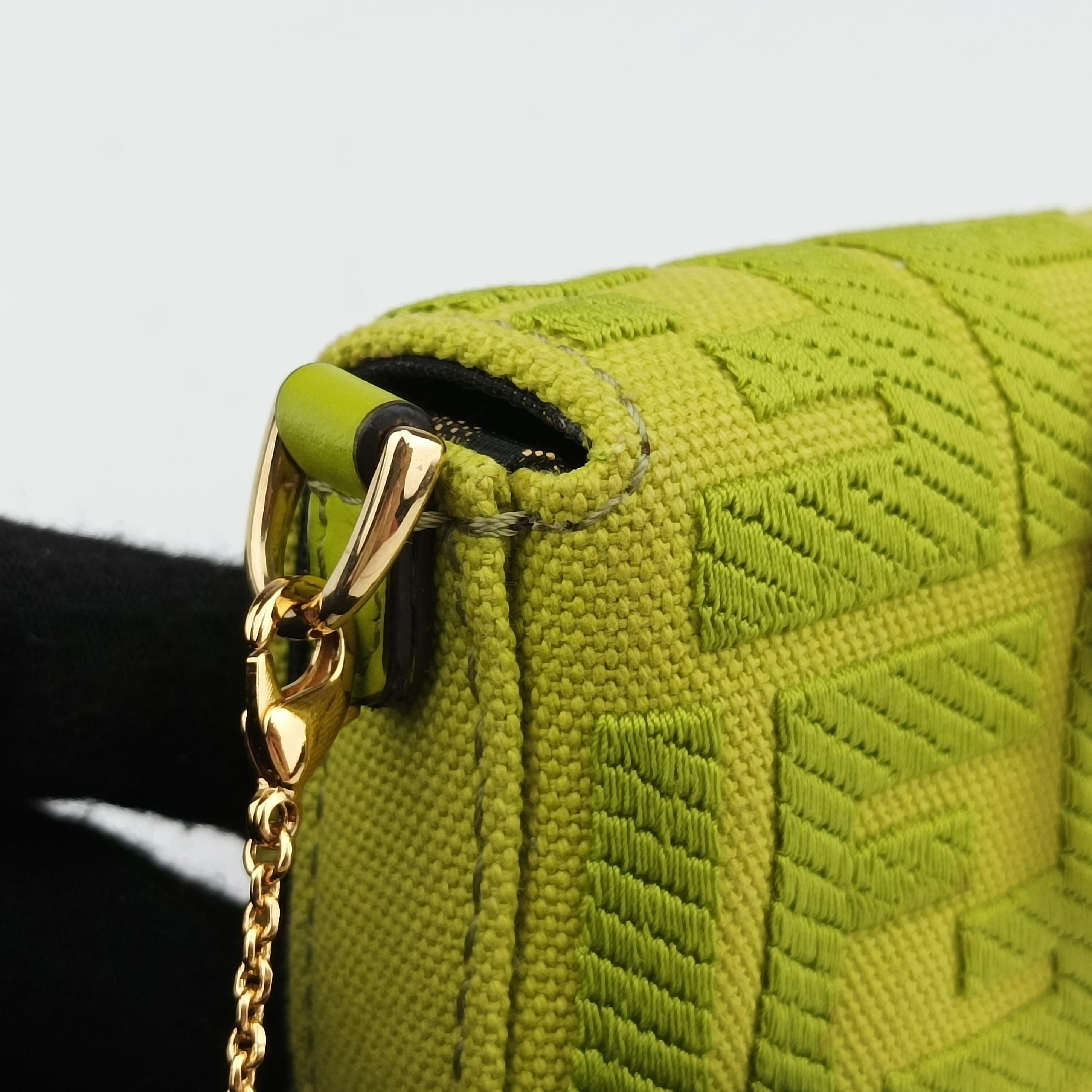 Vintage Fendi Nano Baguette Charm Green Canvas 7AS045 shoulderbag | stylenewstar
