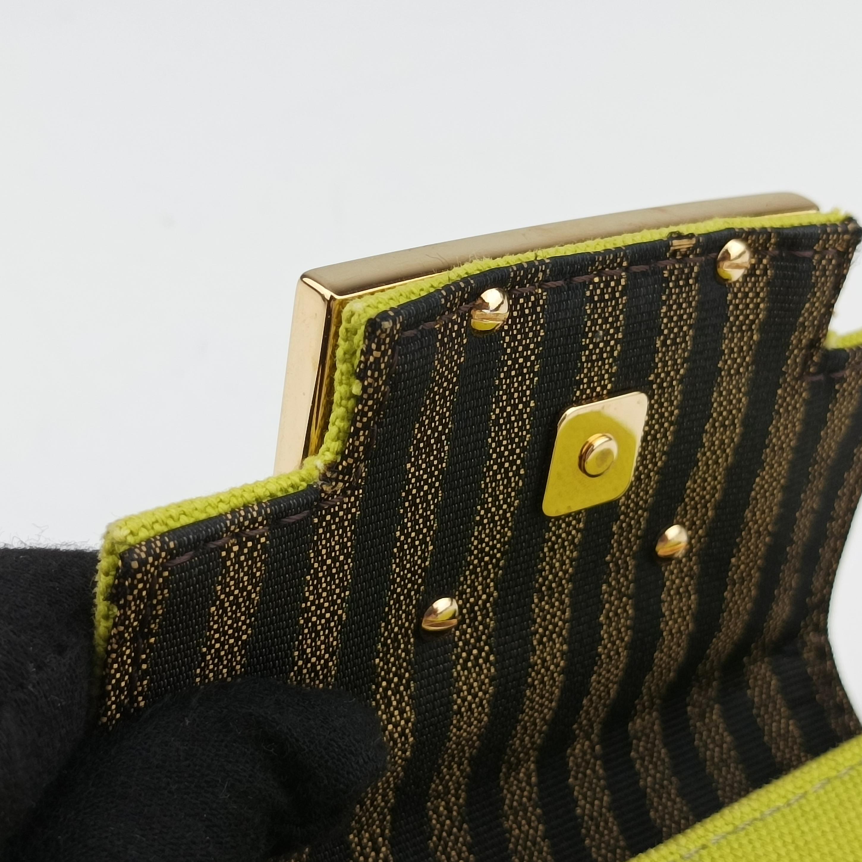 Vintage Fendi Nano Baguette Charm Green Canvas 7AS045 shoulderbag | stylenewstar