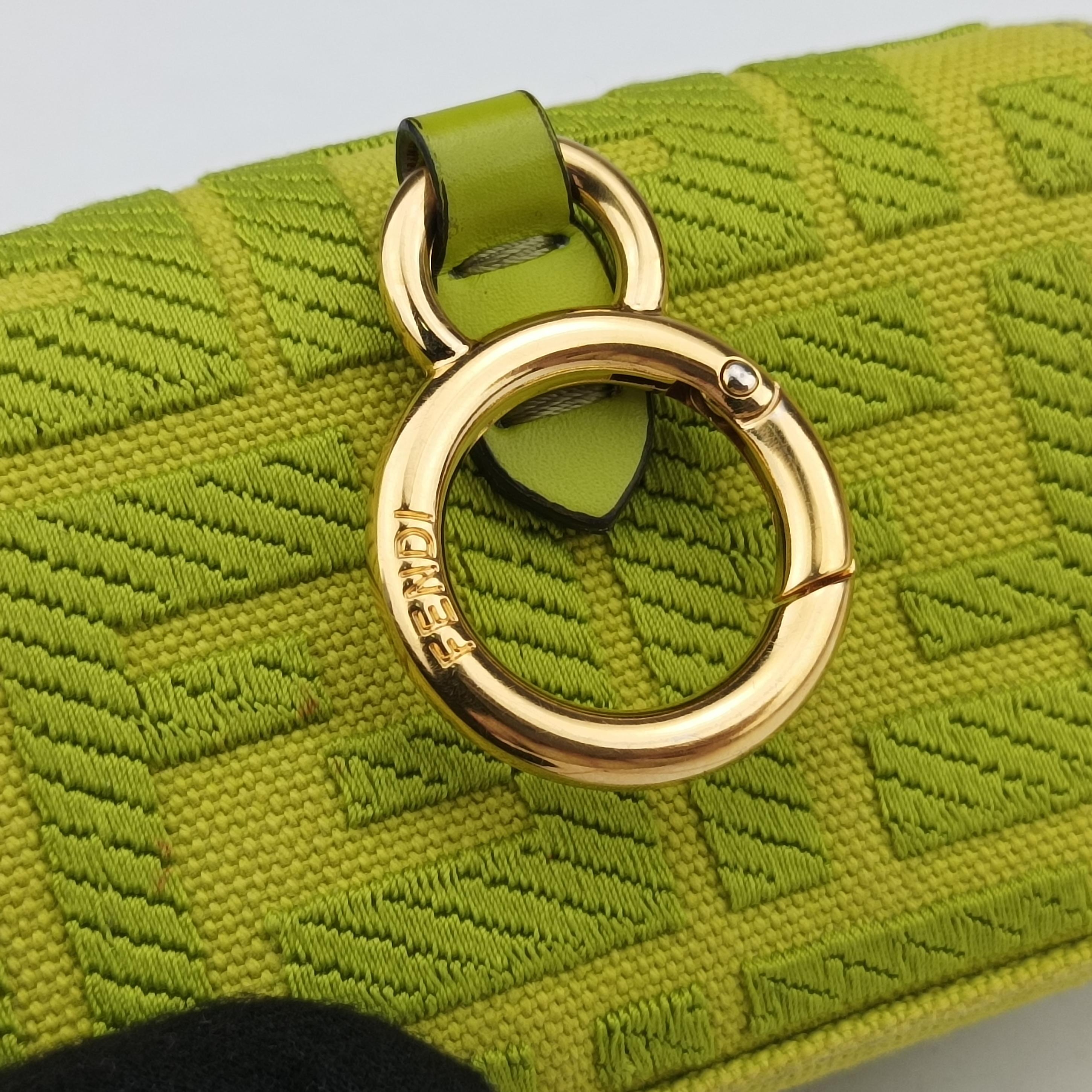 Vintage Fendi Nano Baguette Charm Green Canvas 7AS045 shoulderbag | stylenewstar
