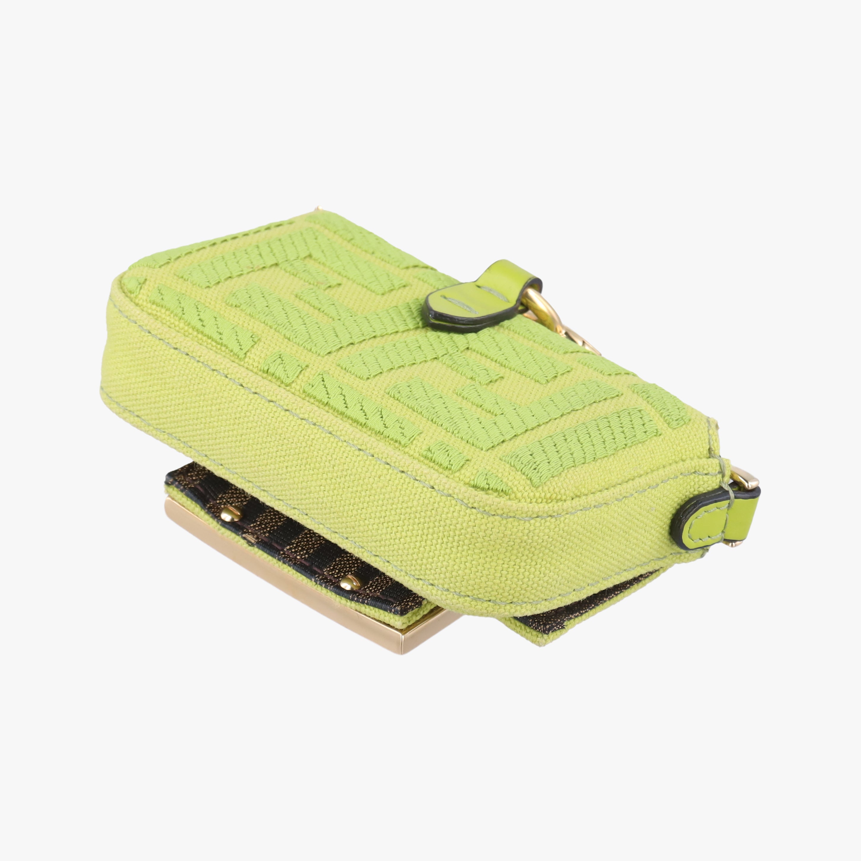 Vintage Fendi Nano Baguette Charm Green Canvas 7AS045 shoulderbag | stylenewstar