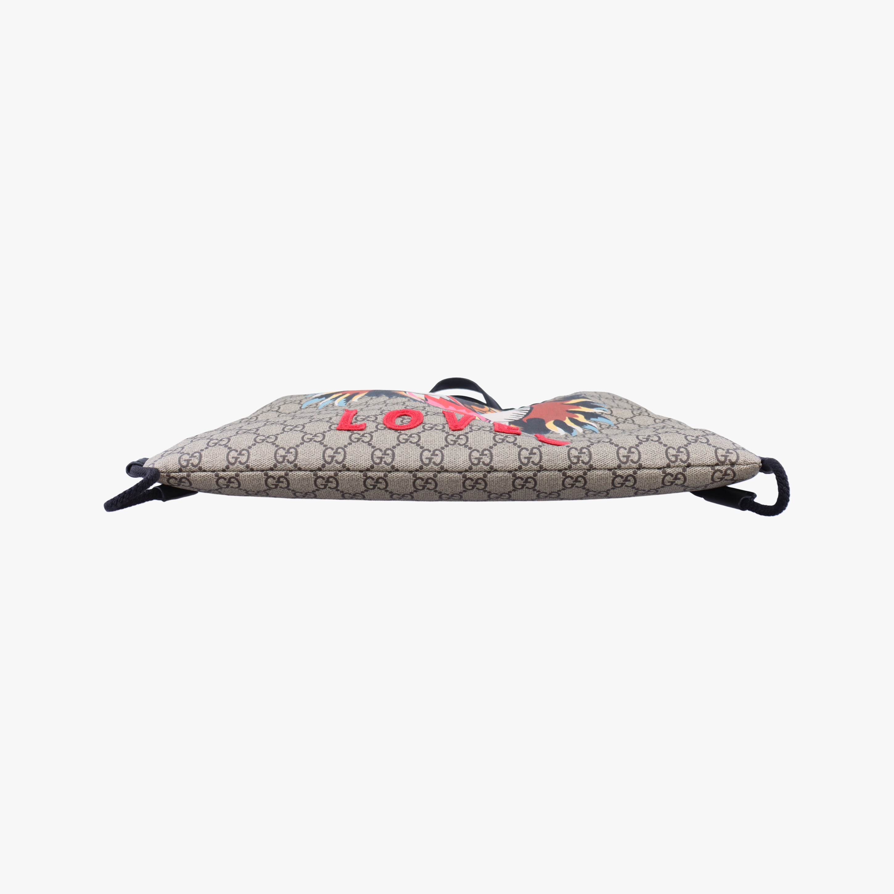 Pre-owned Gucci GG Supreme drawstring Beige×Multicolour PVC coated canvas 473872 backpack/rucksack | stylenewstar