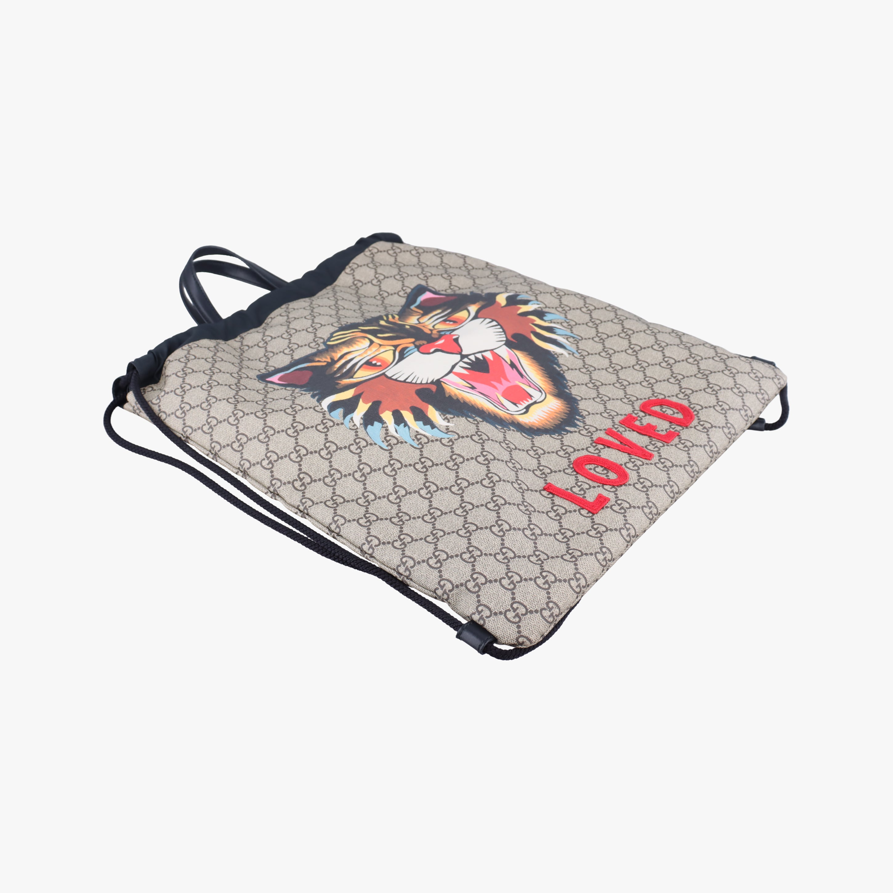 Pre-owned Gucci GG Supreme drawstring Beige×Multicolour PVC coated canvas 473872 backpack/rucksack | stylenewstar