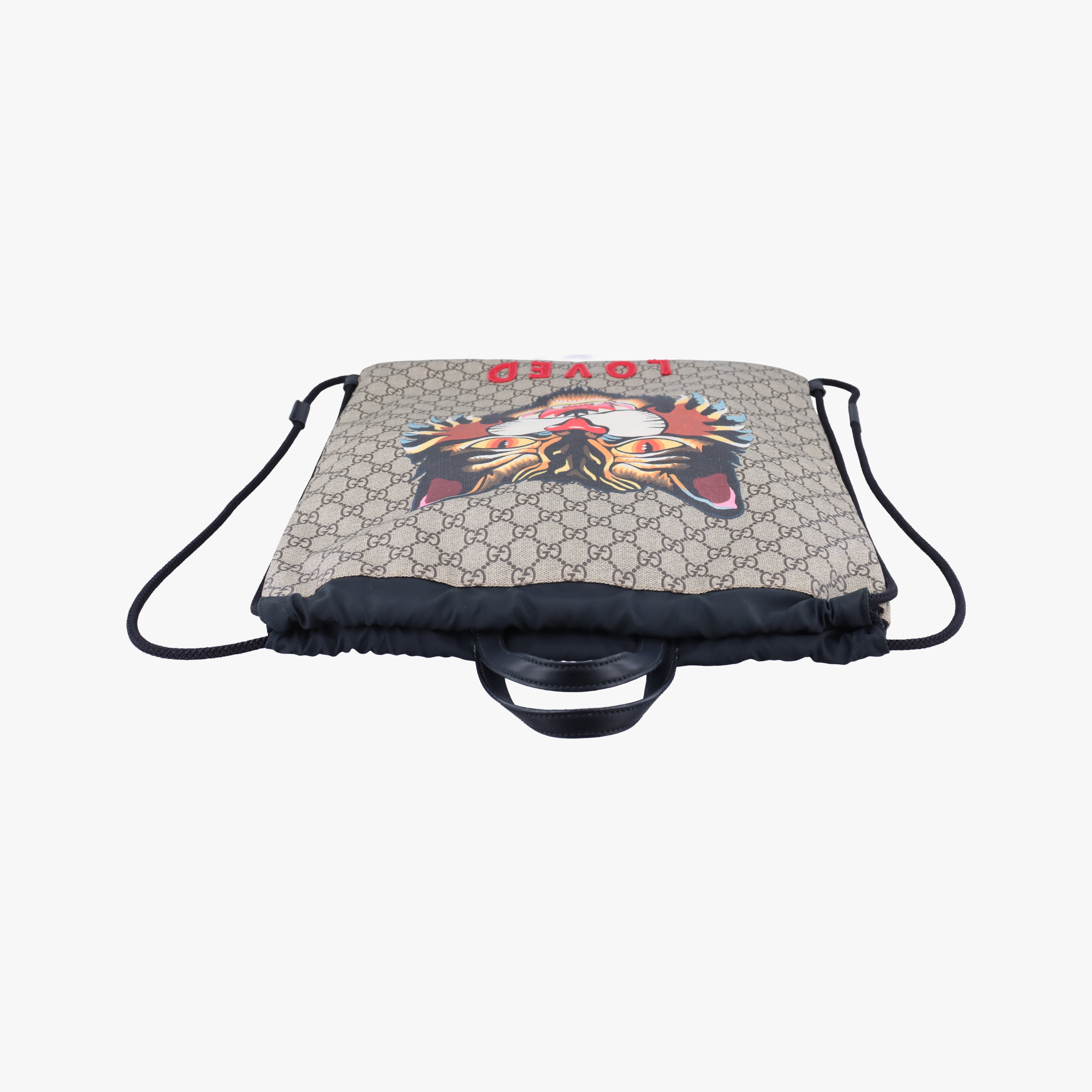 Pre-owned Gucci GG Supreme drawstring Beige×Multicolour PVC coated canvas 473872 backpack/rucksack | stylenewstar