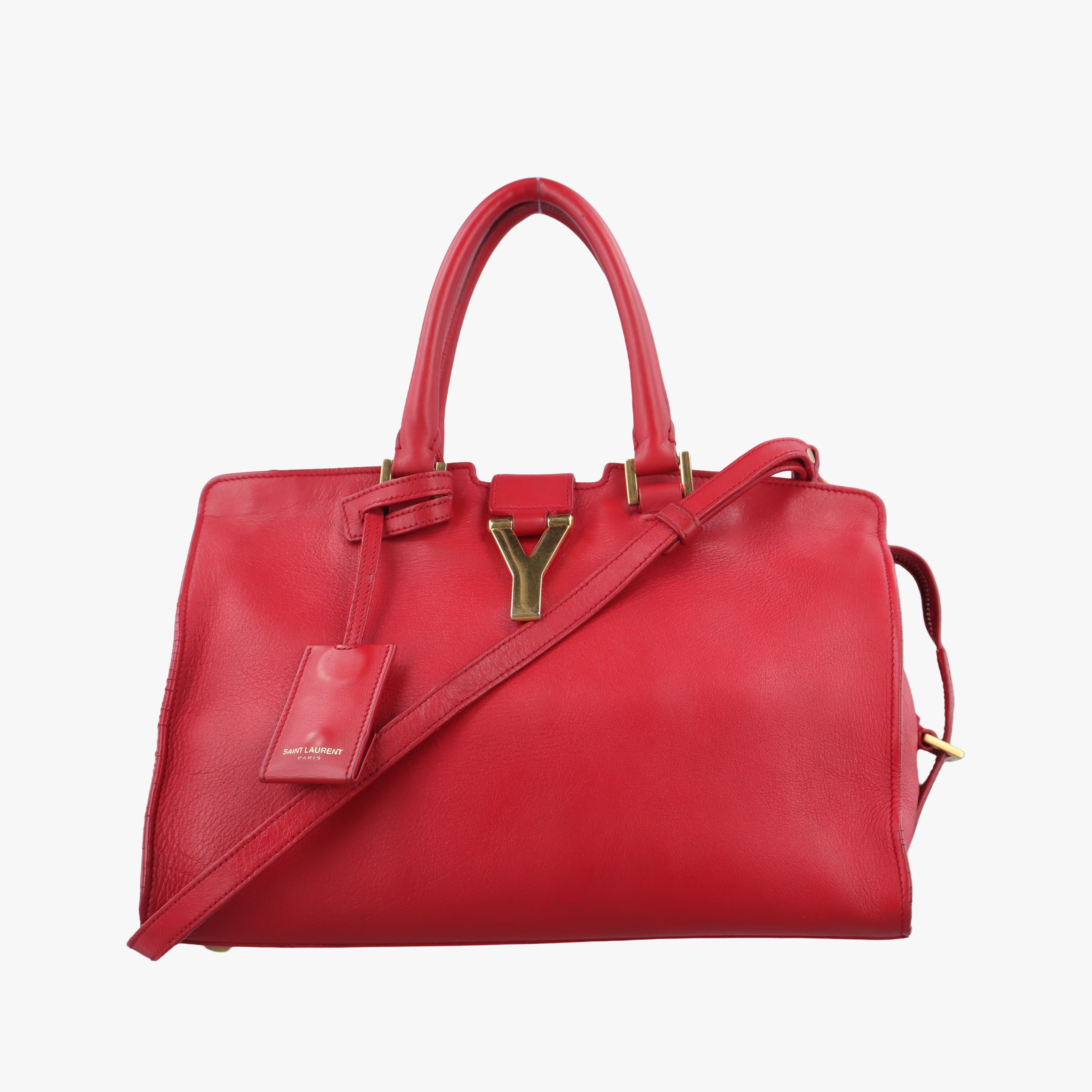 Pre-owned Yves Saint Laurent Y Ligne Petit Cabas Red Leather 311210 shoulderbag | stylenewstar