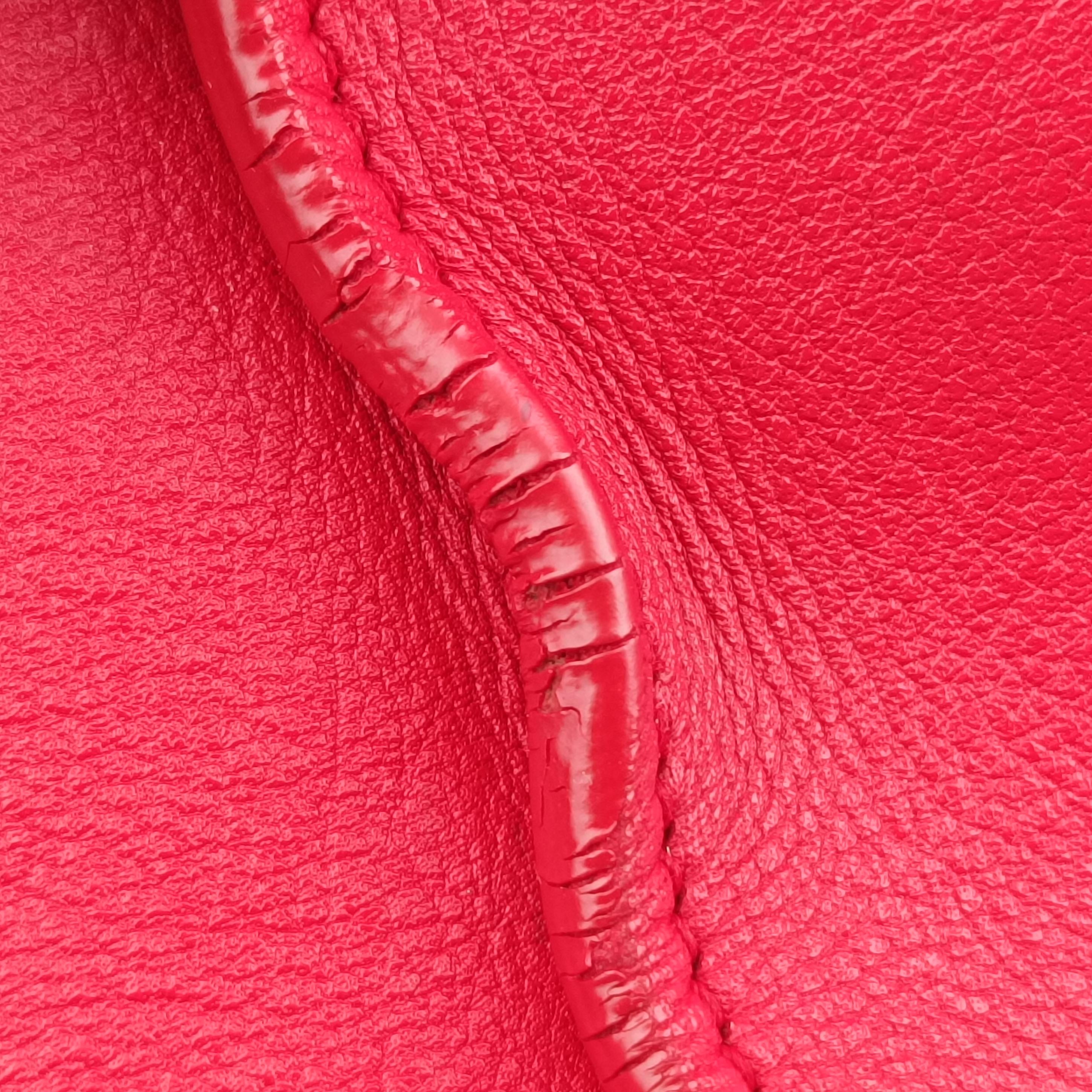 Pre-owned Yves Saint Laurent Y Ligne Petit Cabas Red Leather 311210 shoulderbag | stylenewstar