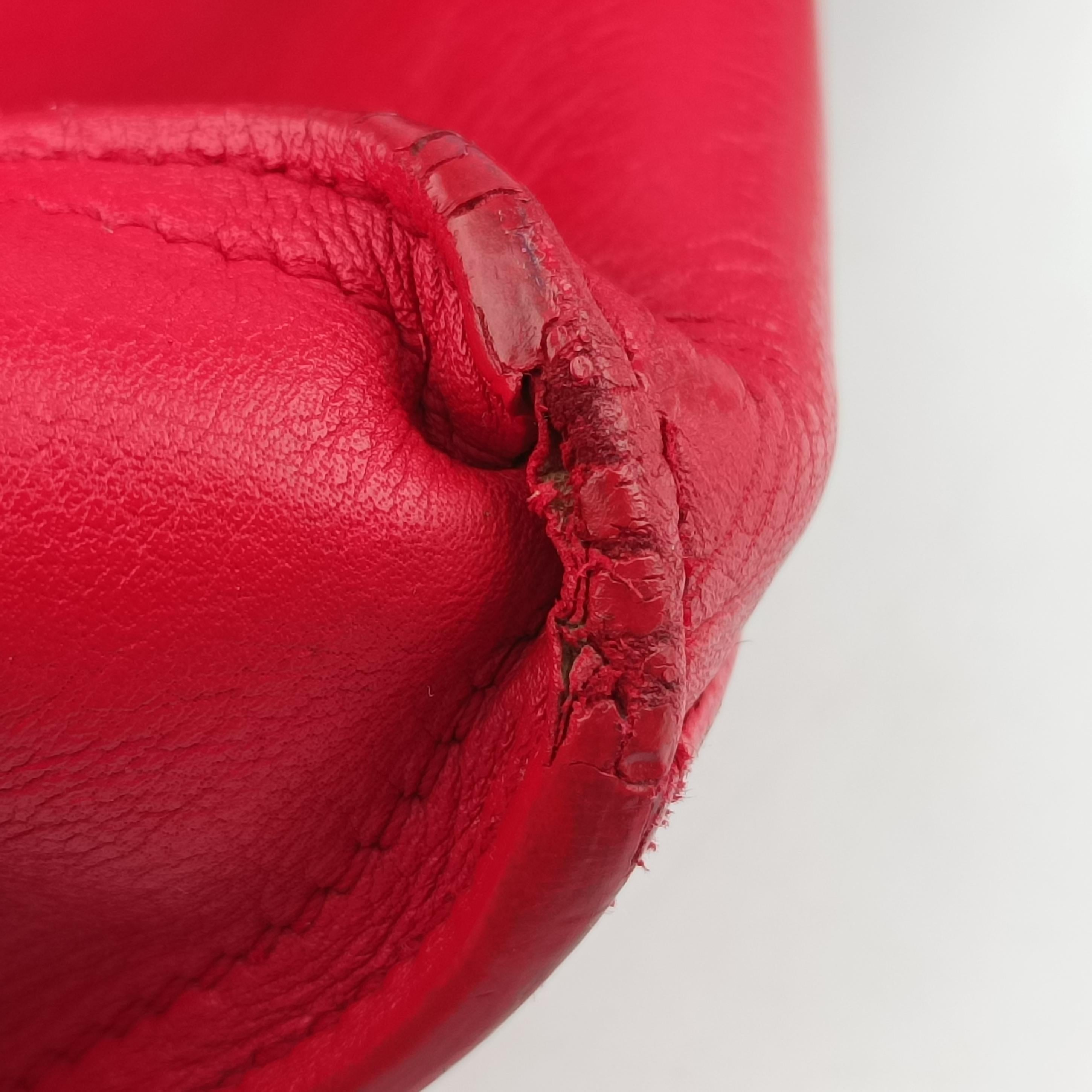 Pre-owned Yves Saint Laurent Y Ligne Petit Cabas Red Leather 311210 shoulderbag | stylenewstar
