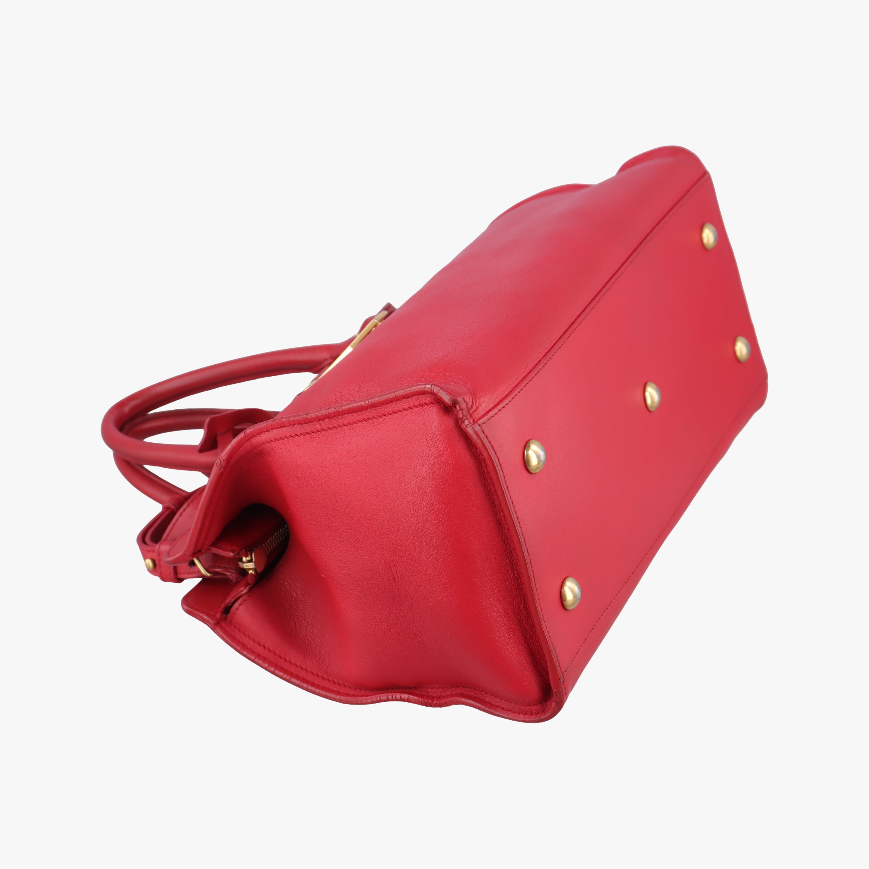 Pre-owned Yves Saint Laurent Y Ligne Petit Cabas Red Leather 311210 shoulderbag | stylenewstar