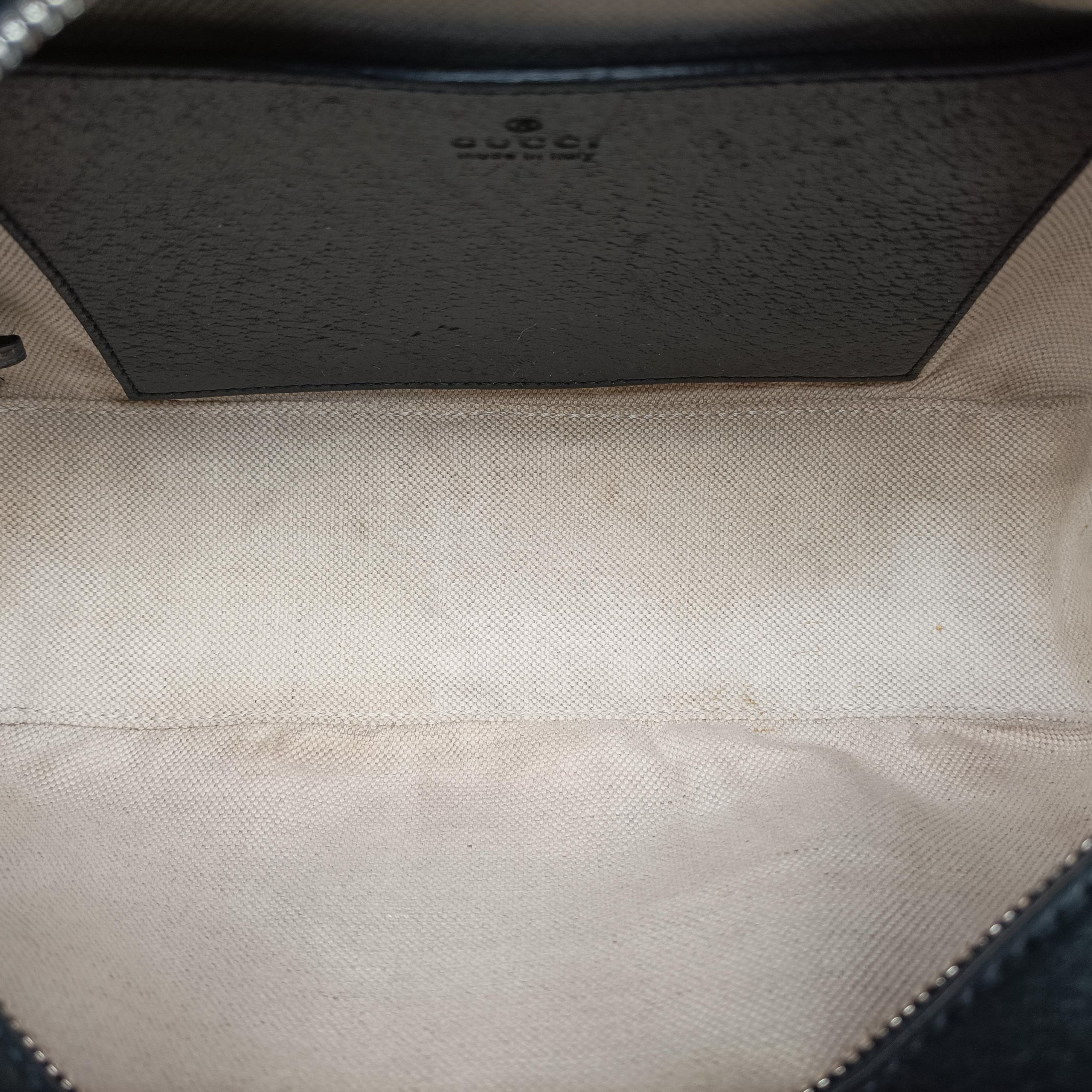 Pre-owned Gucci Ophidia beige×Black×Multicolour PVC coated canvas×leather 681064 shoulderbag | stylenewstar
