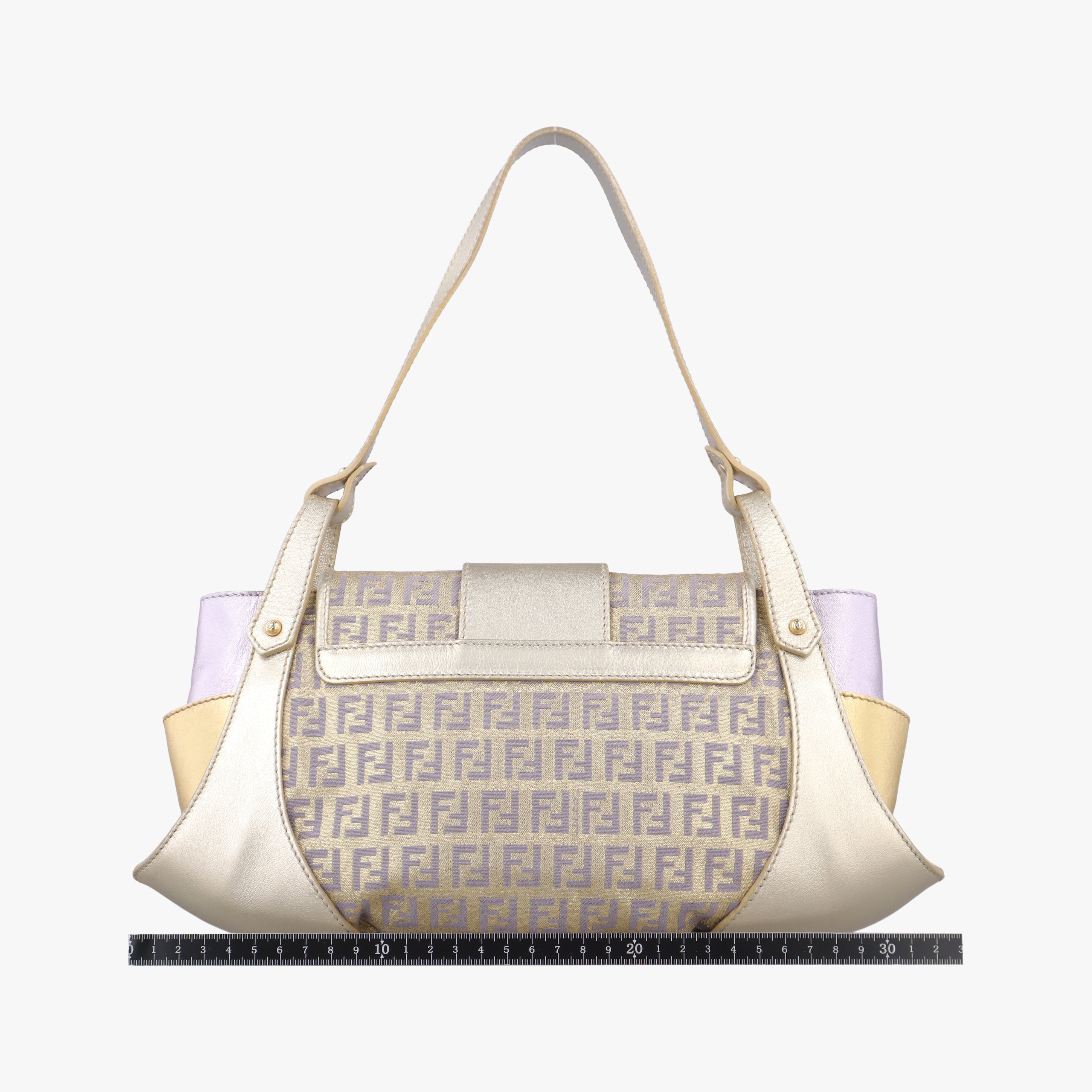 Pre-owned Fendi Zucchino turn lock golden×Multicolour canvas×leather 8BR492 handbag | stylenewstar