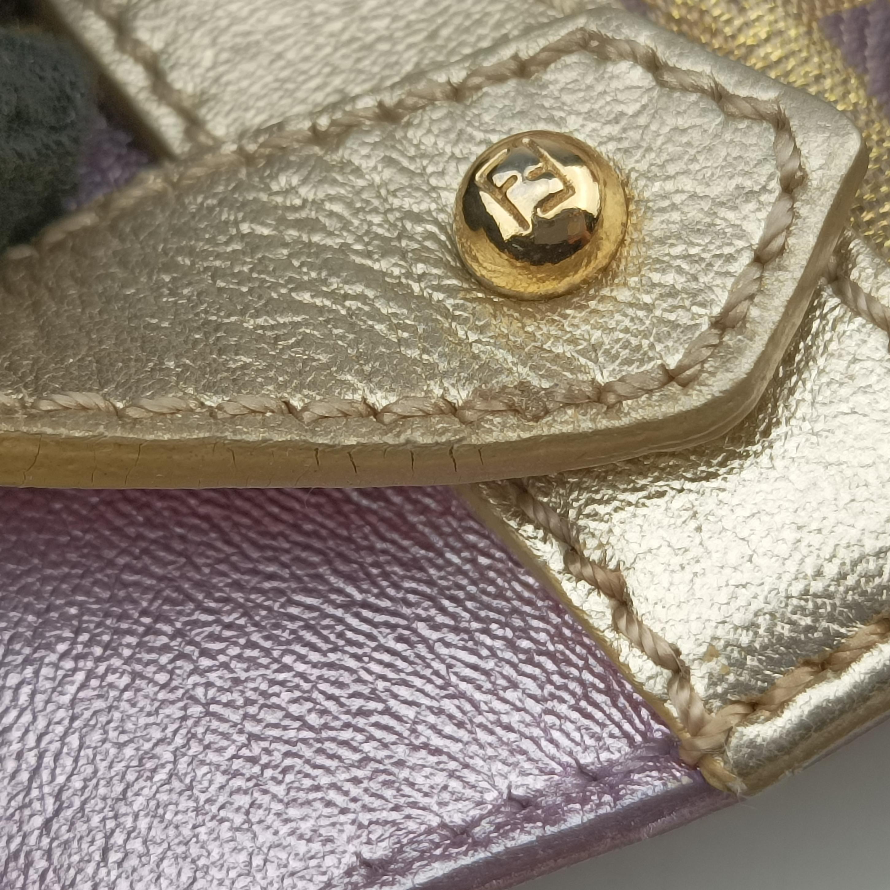 Pre-owned Fendi Zucchino turn lock golden×Multicolour canvas×leather 8BR492 handbag | stylenewstar