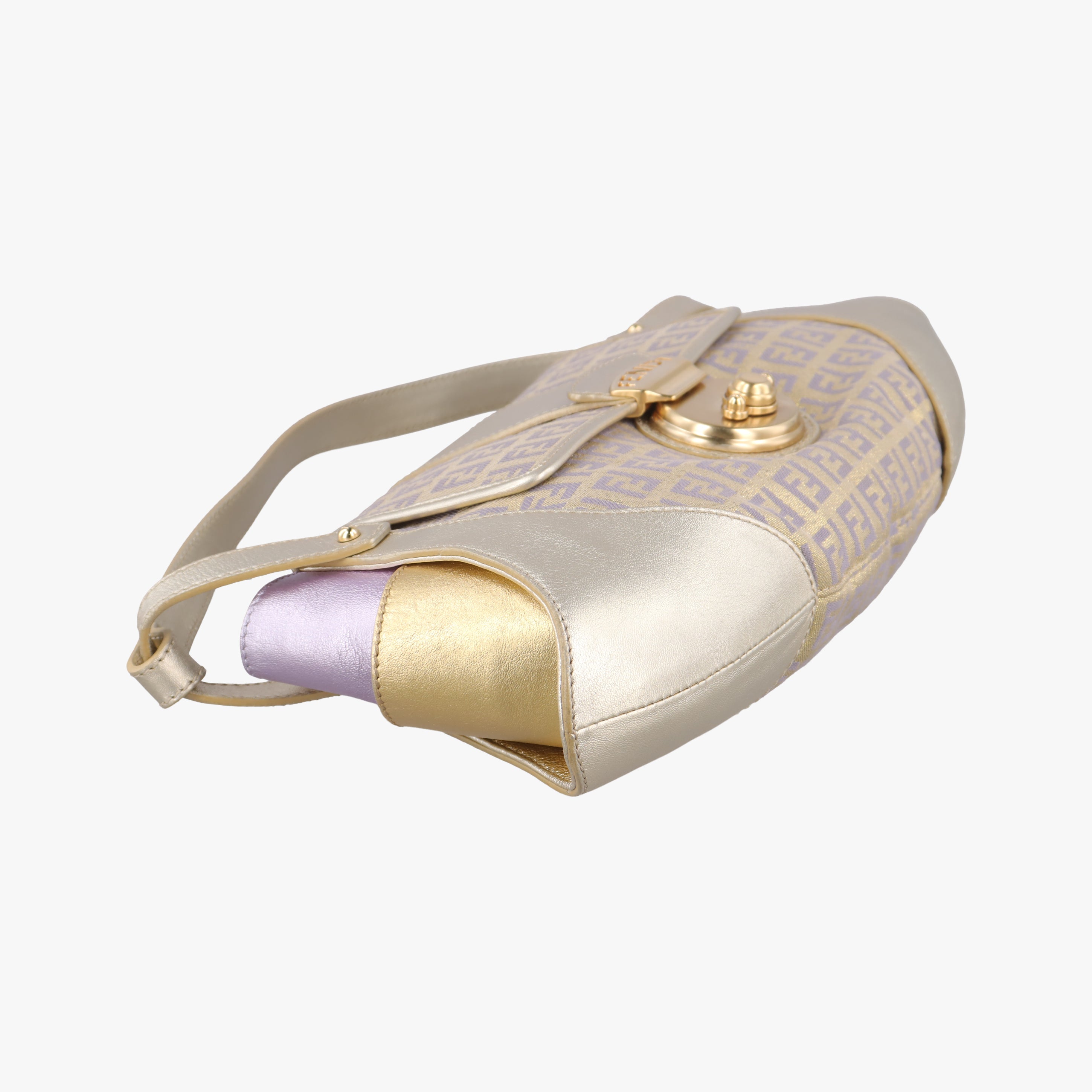 Pre-owned Fendi Zucchino turn lock golden×Multicolour canvas×leather 8BR492 handbag | stylenewstar