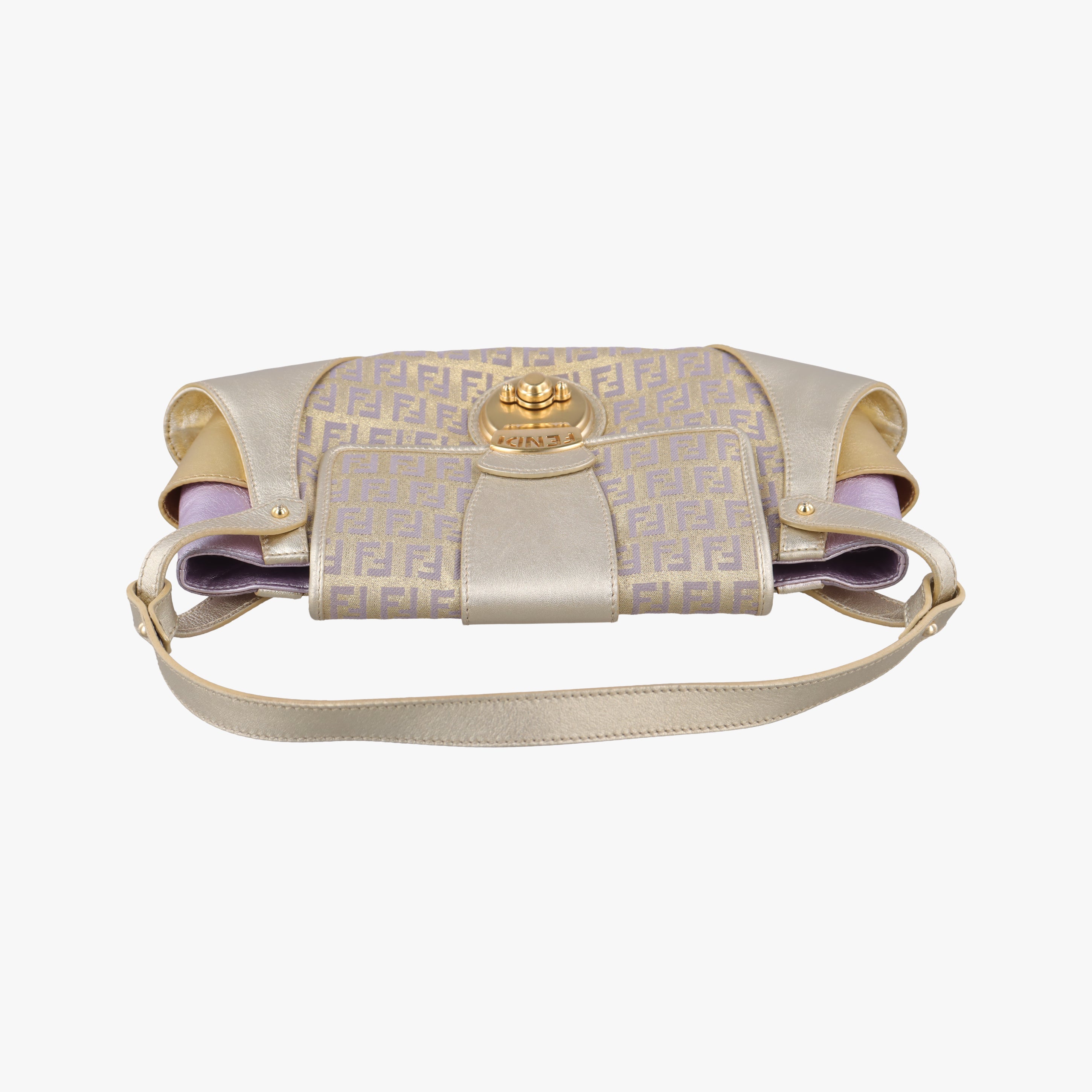 Pre-owned Fendi Zucchino turn lock golden×Multicolour canvas×leather 8BR492 handbag | stylenewstar